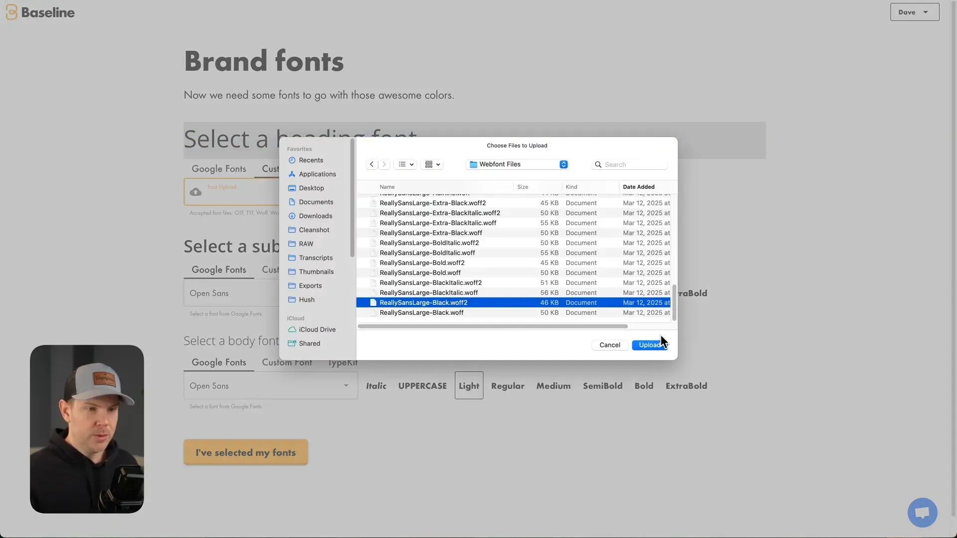 Custom font integration in Baseline