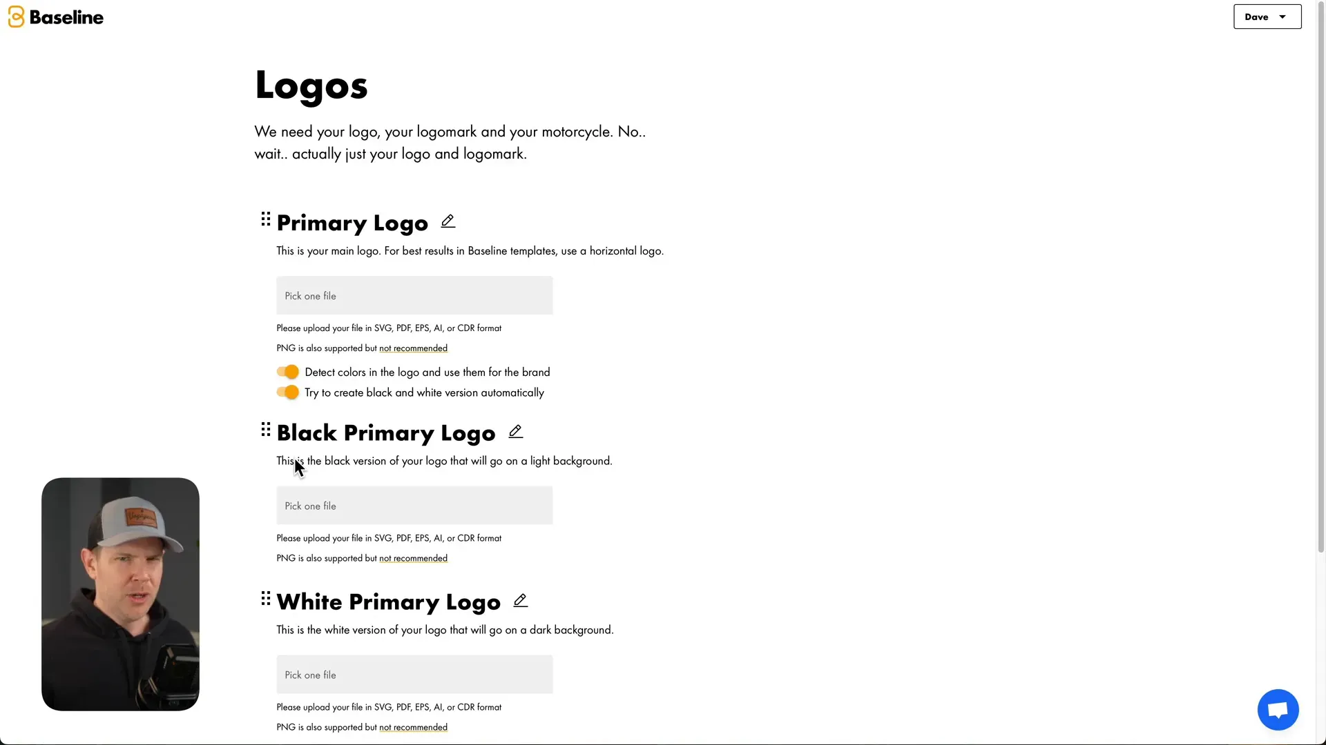 Uploading custom logo in Baseline