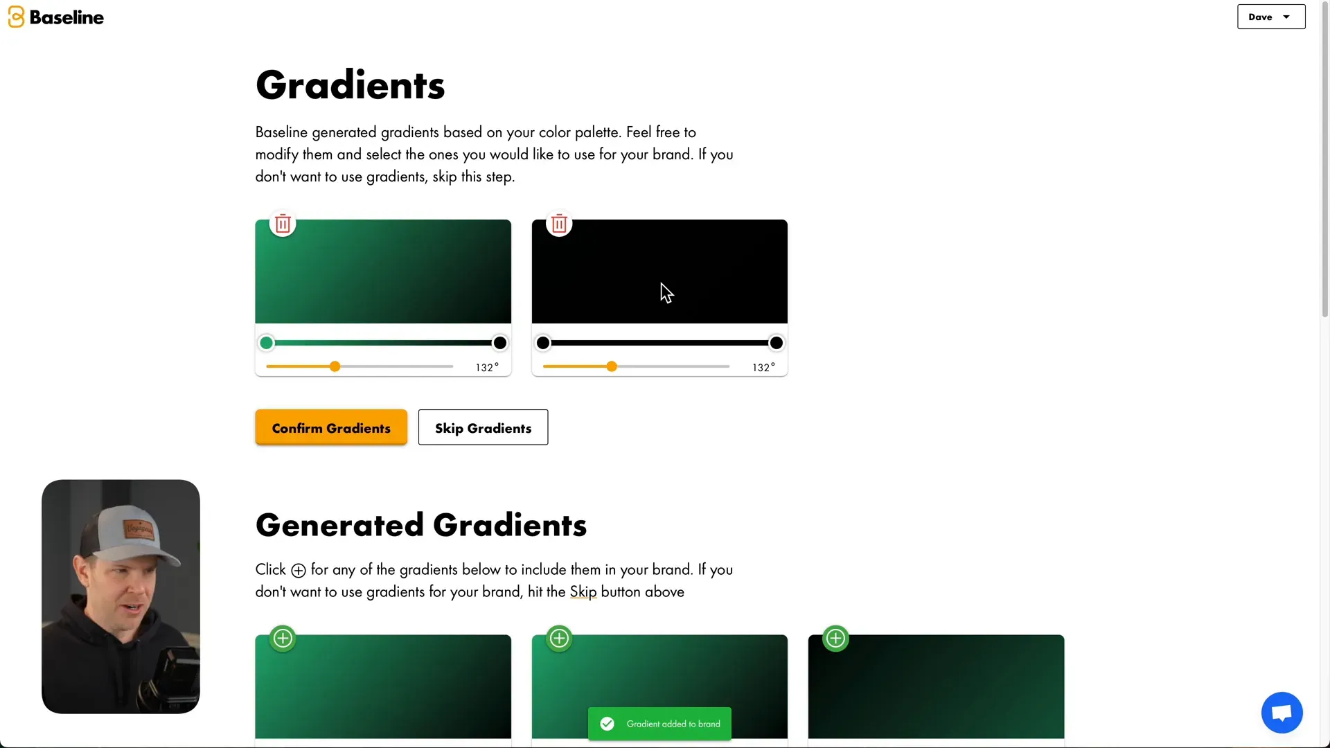 Adding gradients to brand