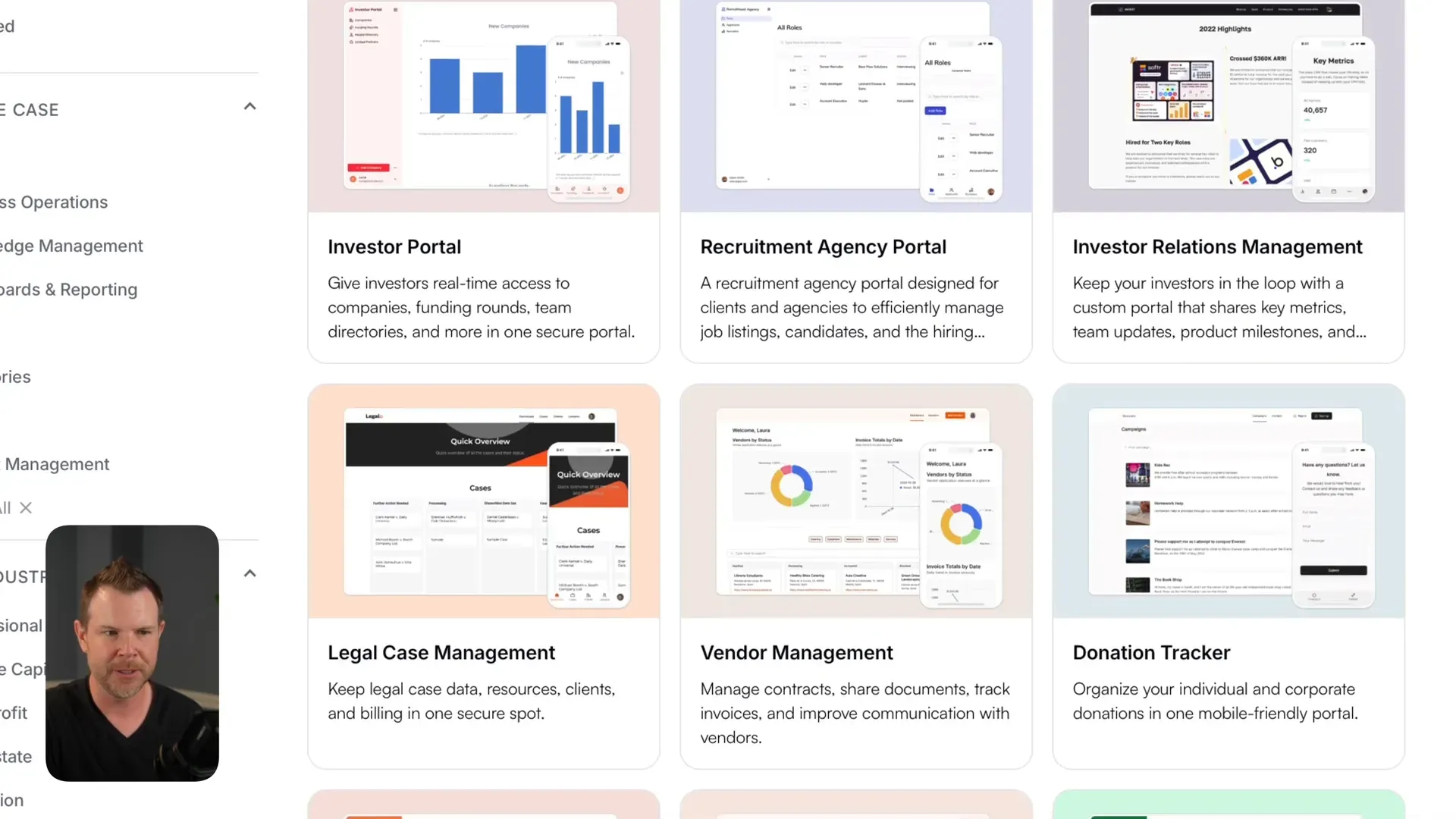 Softr front-end builder interface overview
