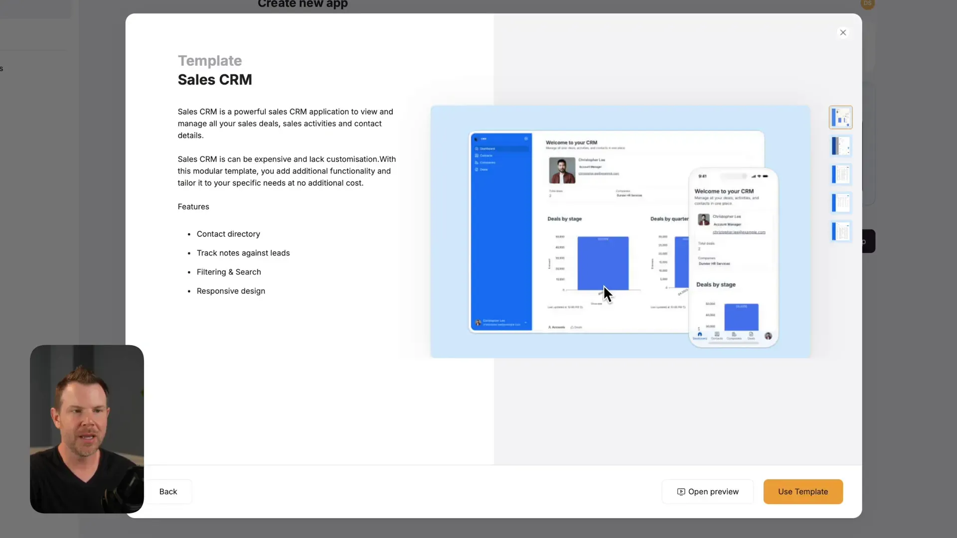 Softr sales CRM template preview