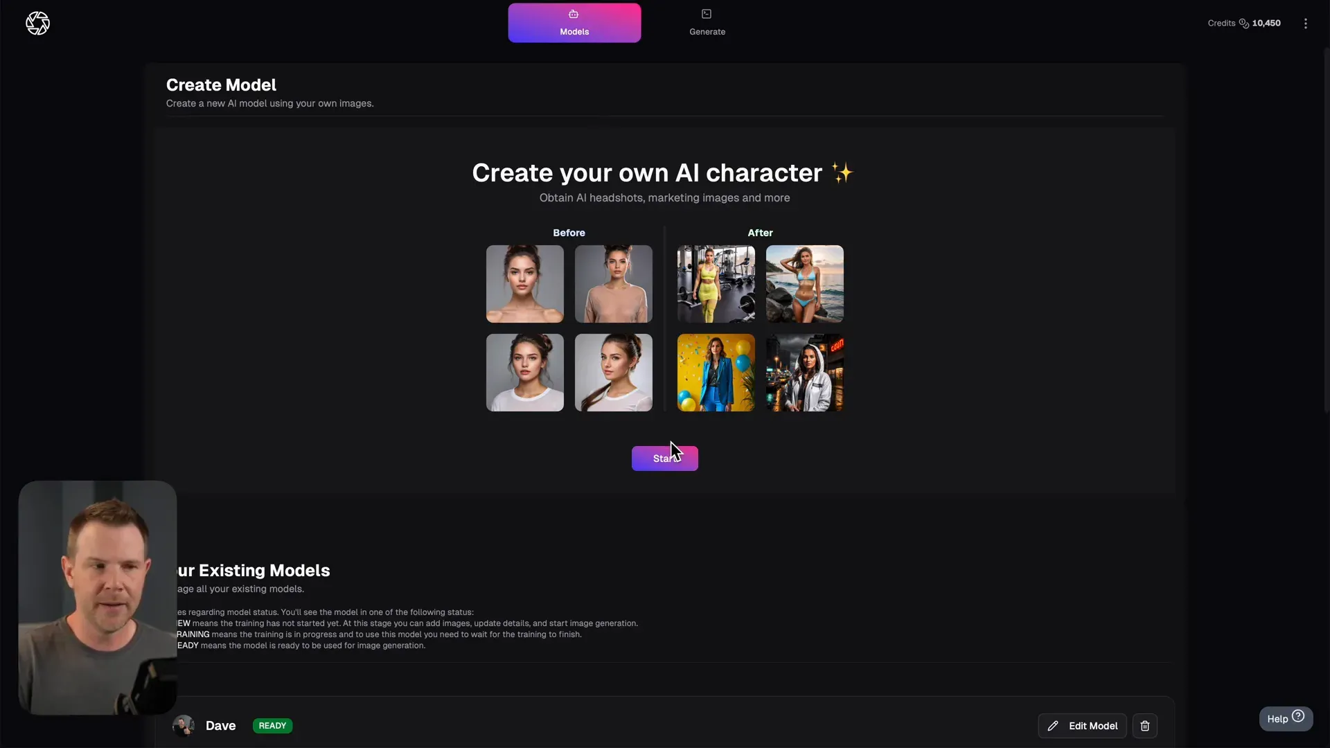 Creating a custom AI model in PhotoGPT