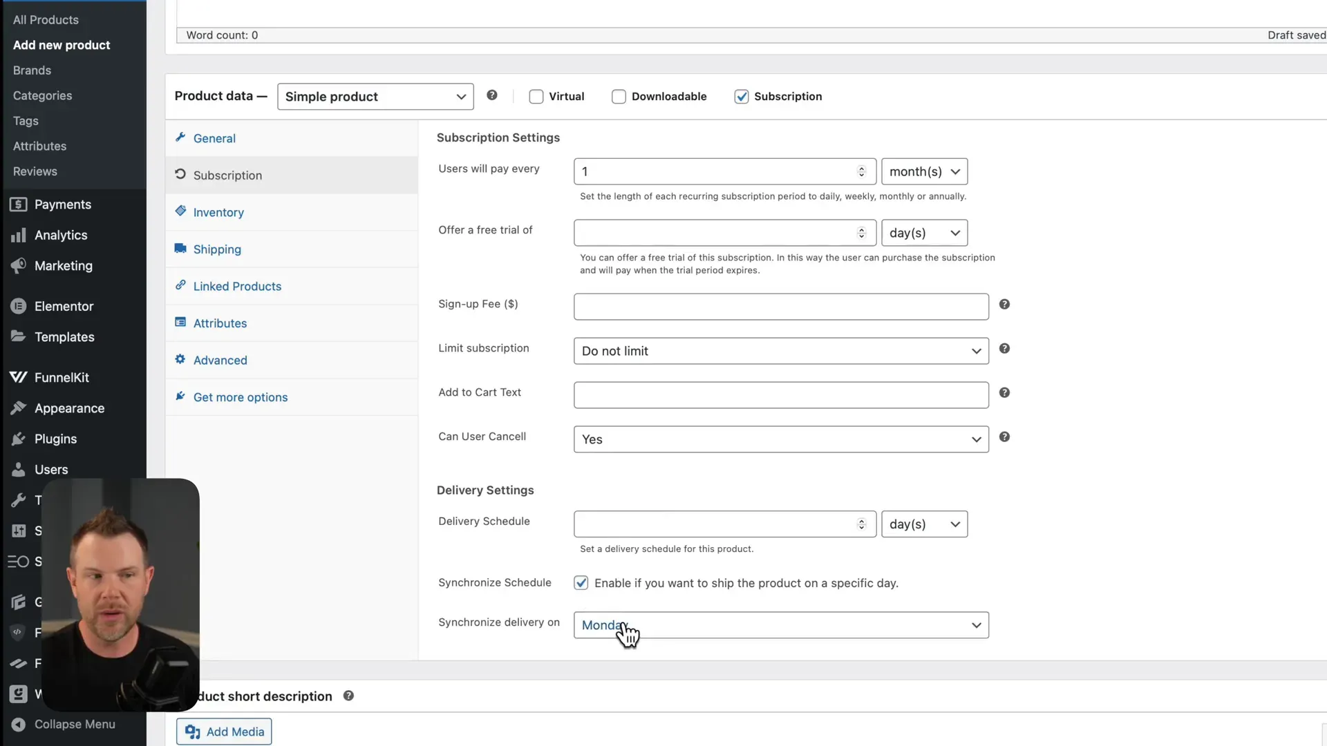 Delivery scheduling settings in WP Subscription
