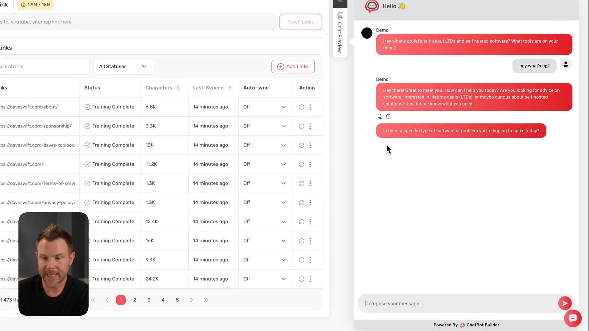 Chatbot preview interaction