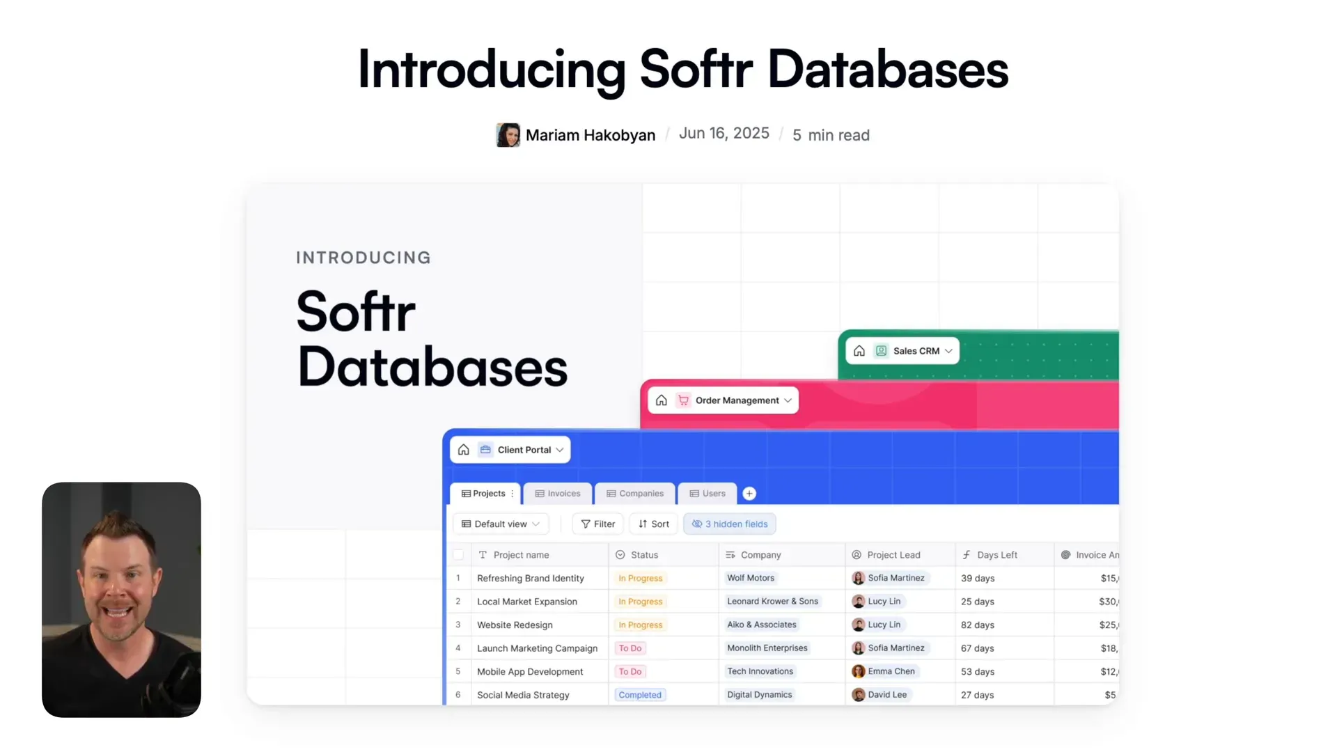 Softr native database feature announcement