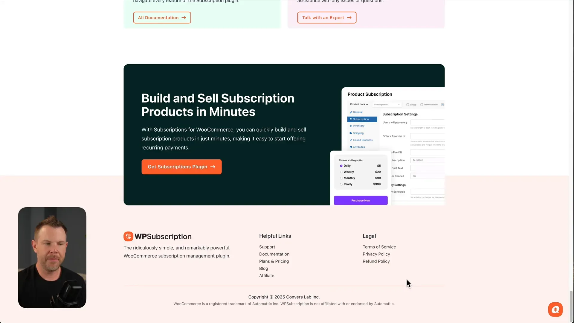 WP Subscription ownership and company info