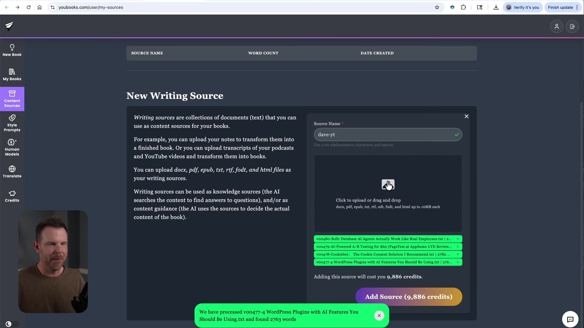 Screenshot: Setting Up Content Sources