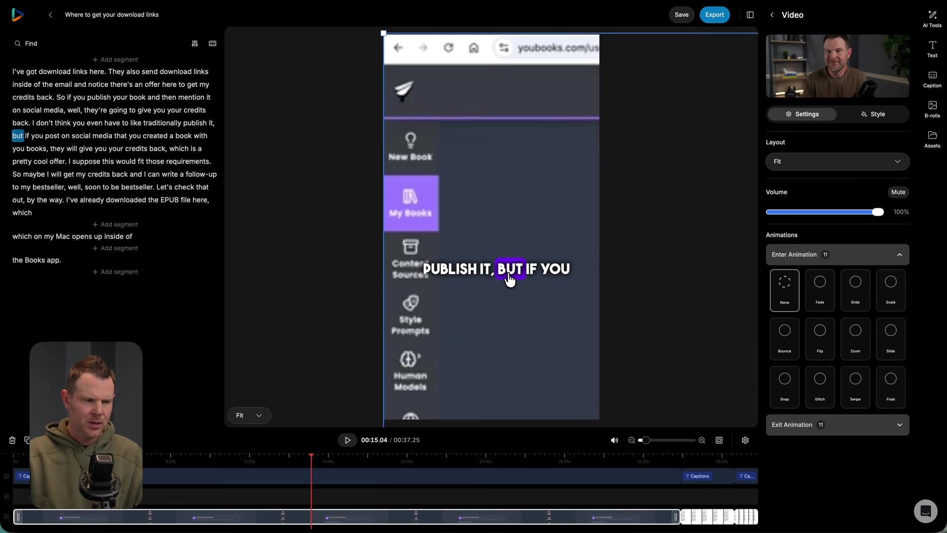 Screenshot: Reviewing and Editing Clips