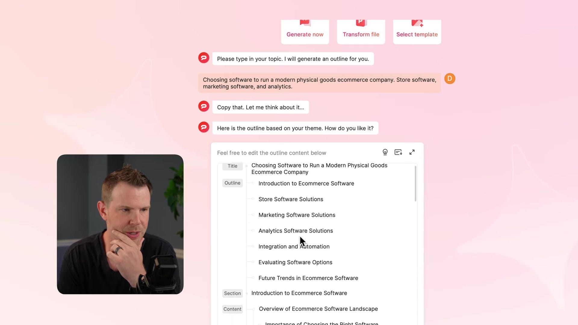 Screenshot: Editing Outline & Mind Map