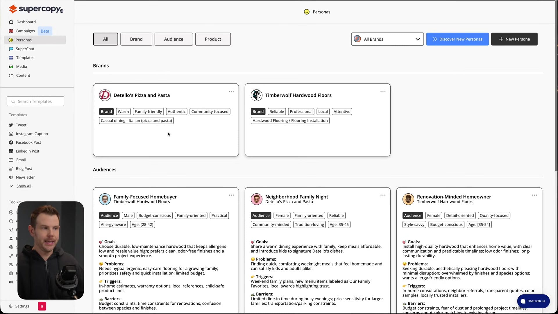 Screenshot: Brand Persona System