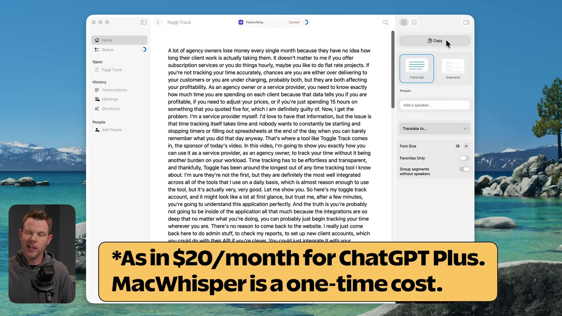 Screenshot: Basic Transcription Features
