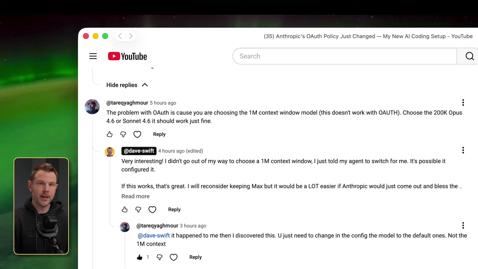 Screenshot: The Context Window Fix That Restored OAuth
