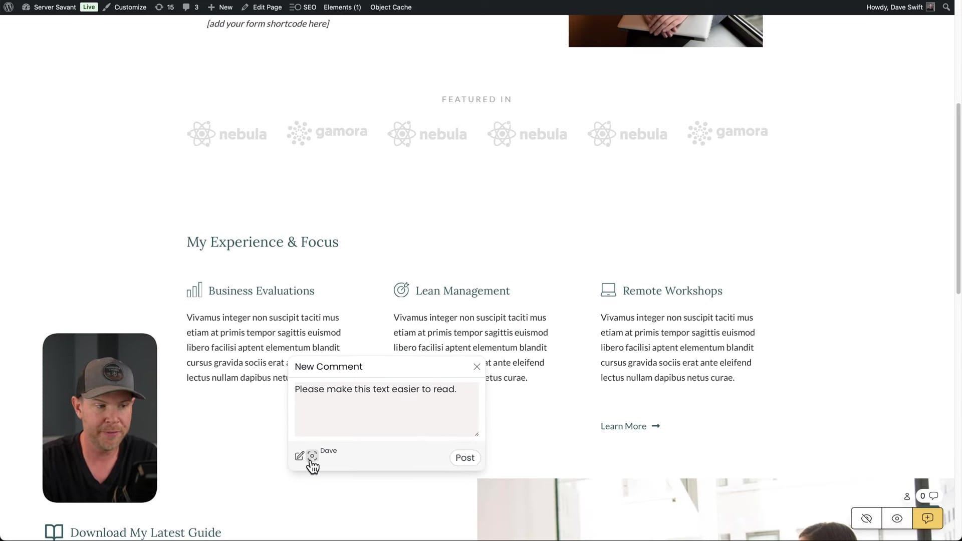 Screenshot: User Info & Markup