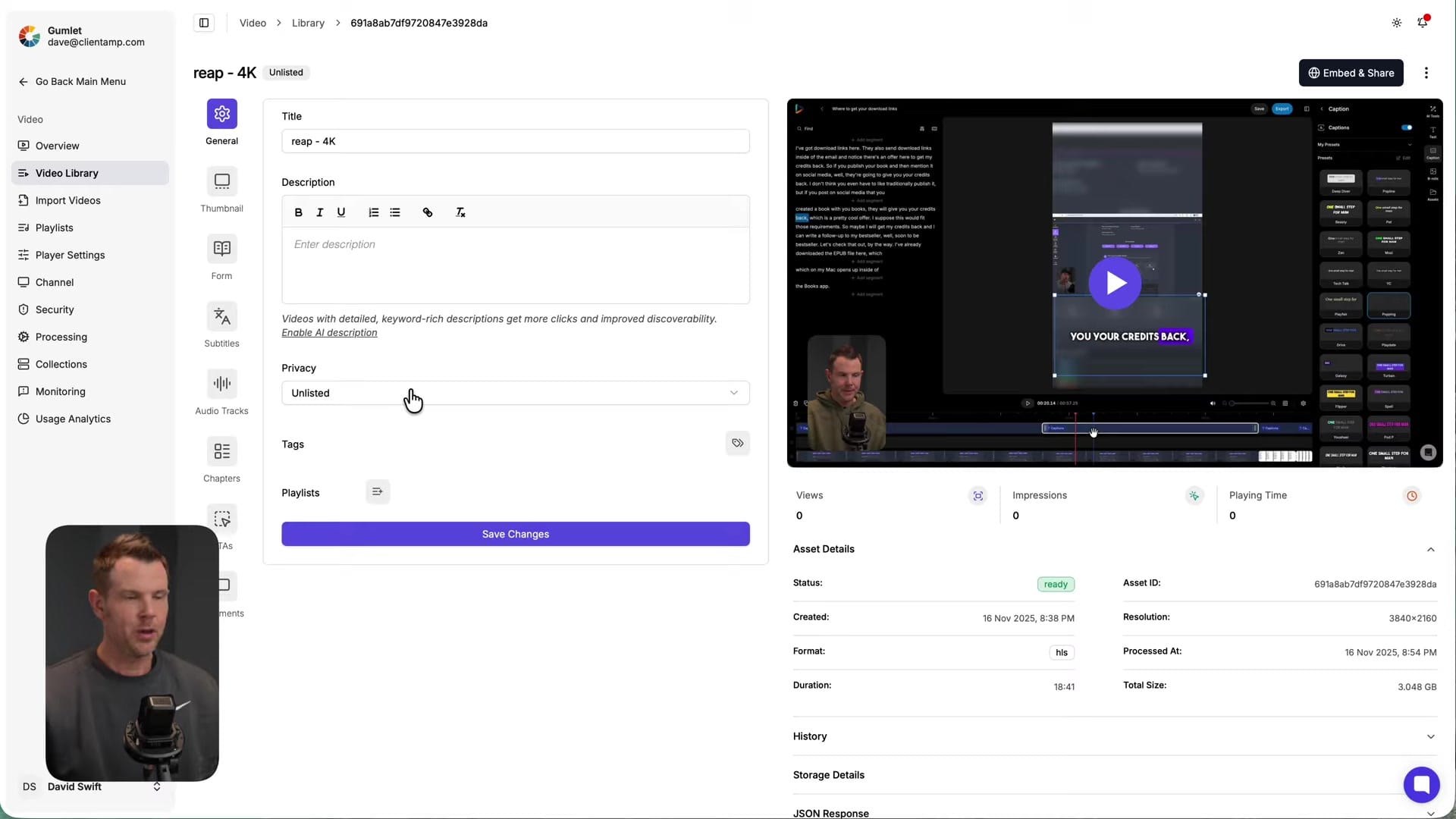 Screenshot: Gumlet Video: Hosting and Streaming Features