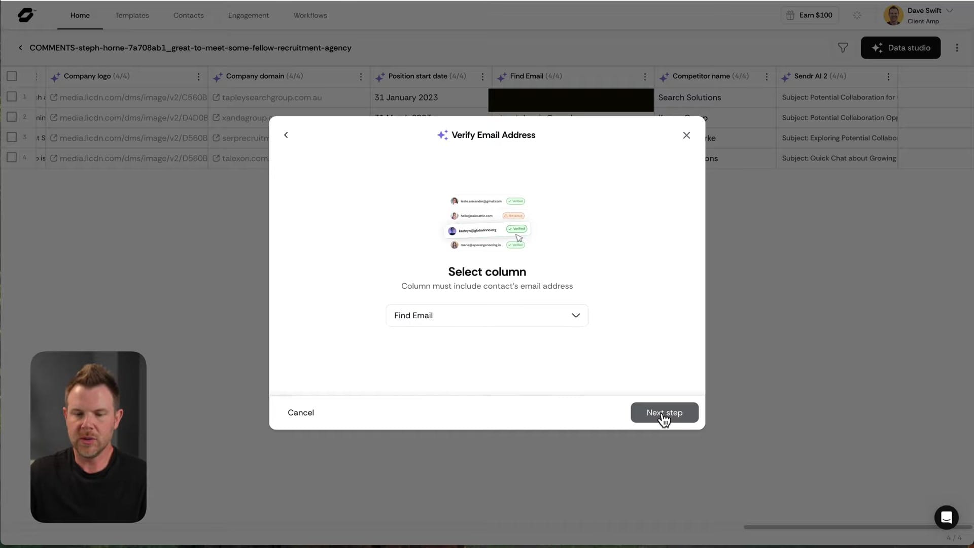 Screenshot: Enhancing Contact Data