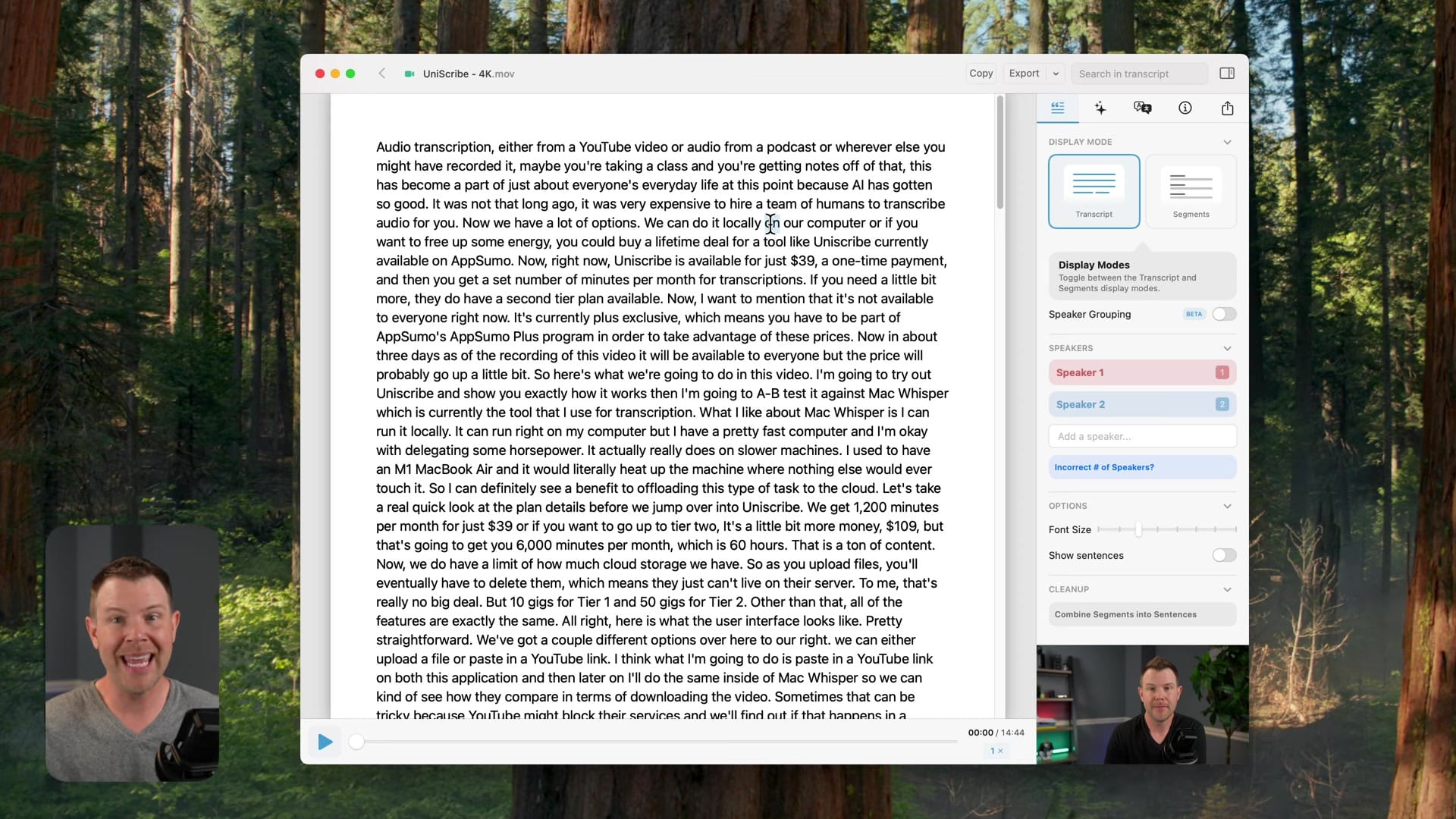 Screenshot: Cloud vs Local Processing