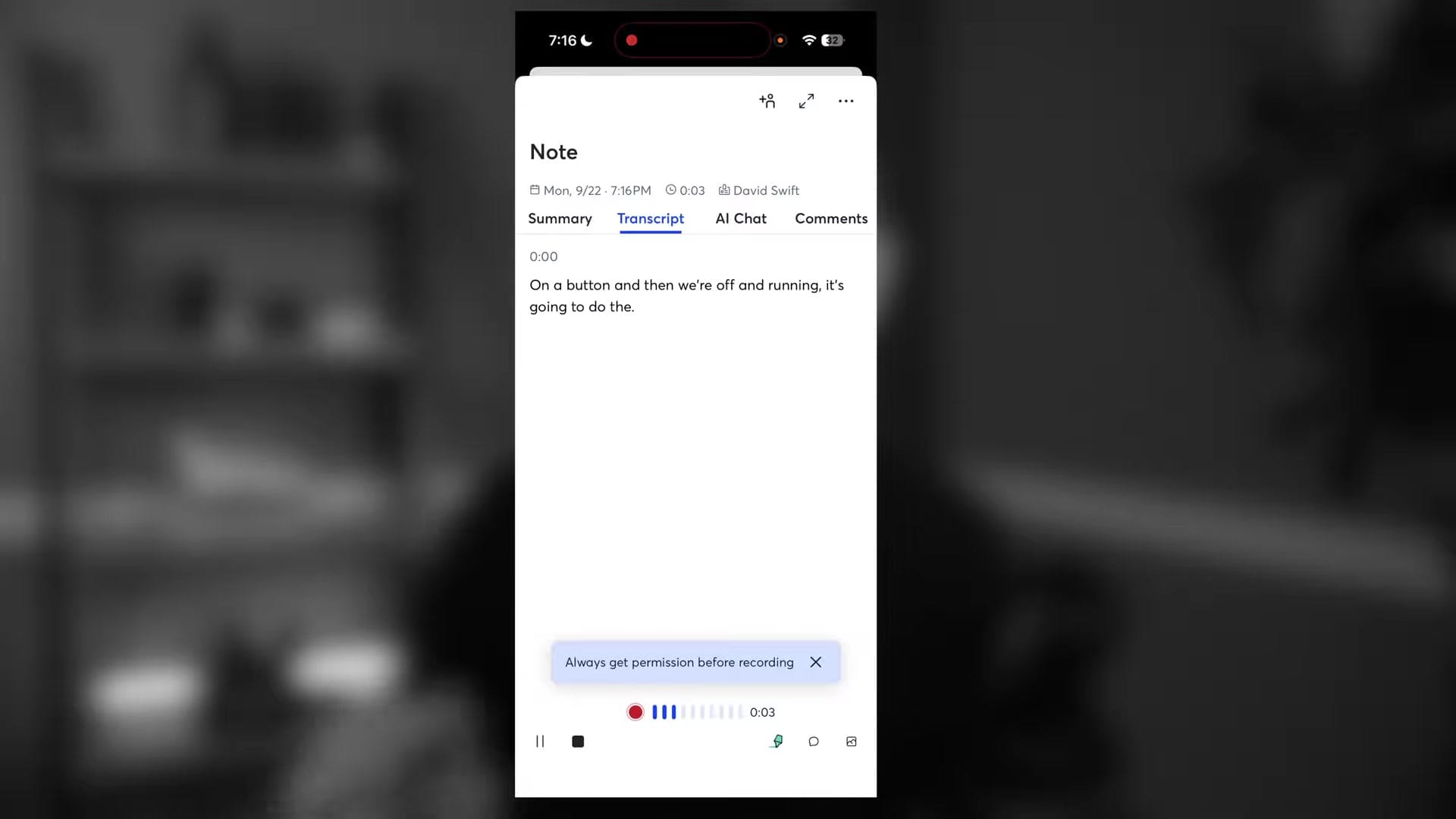 Screenshot: Otter AI Transcription Demo