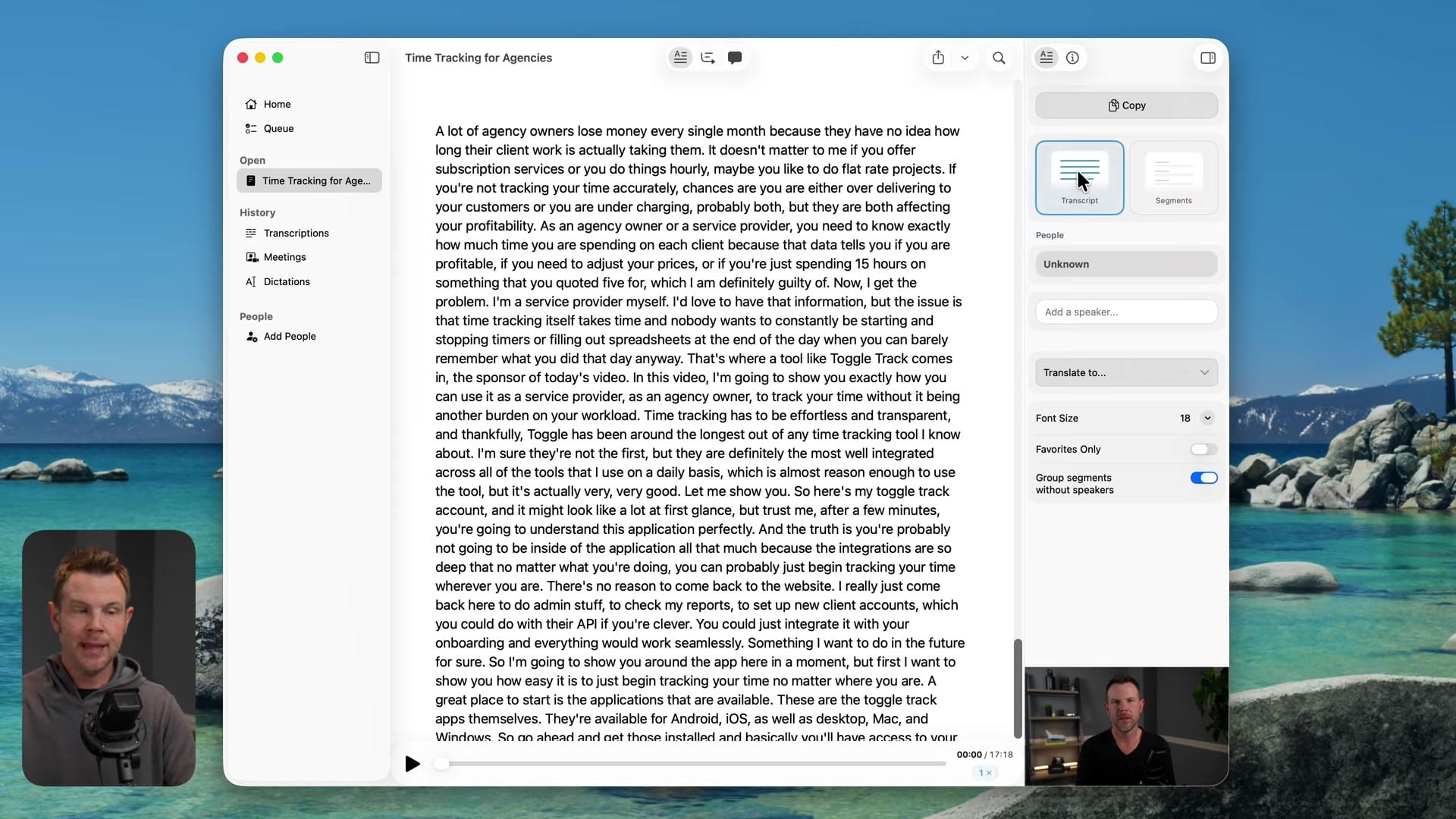 Screenshot: Export Options & Formats