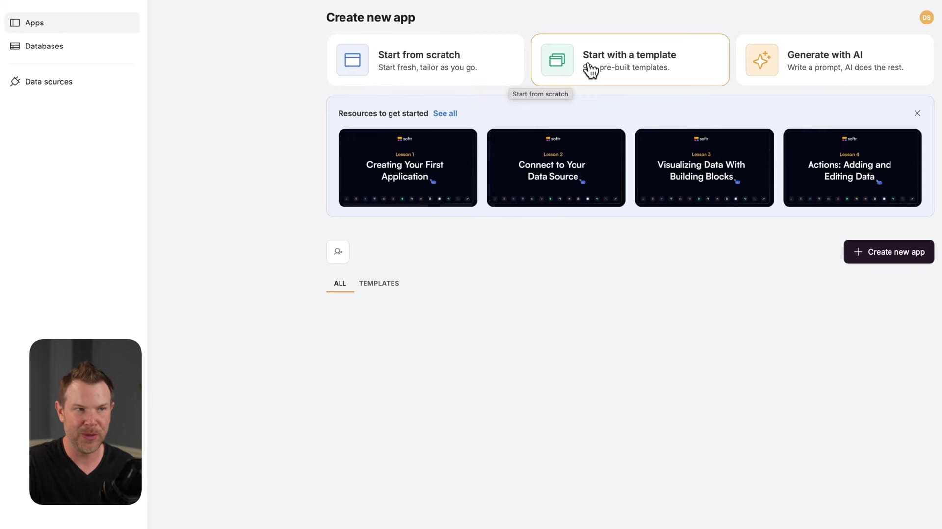 Screenshot: Building with Templates