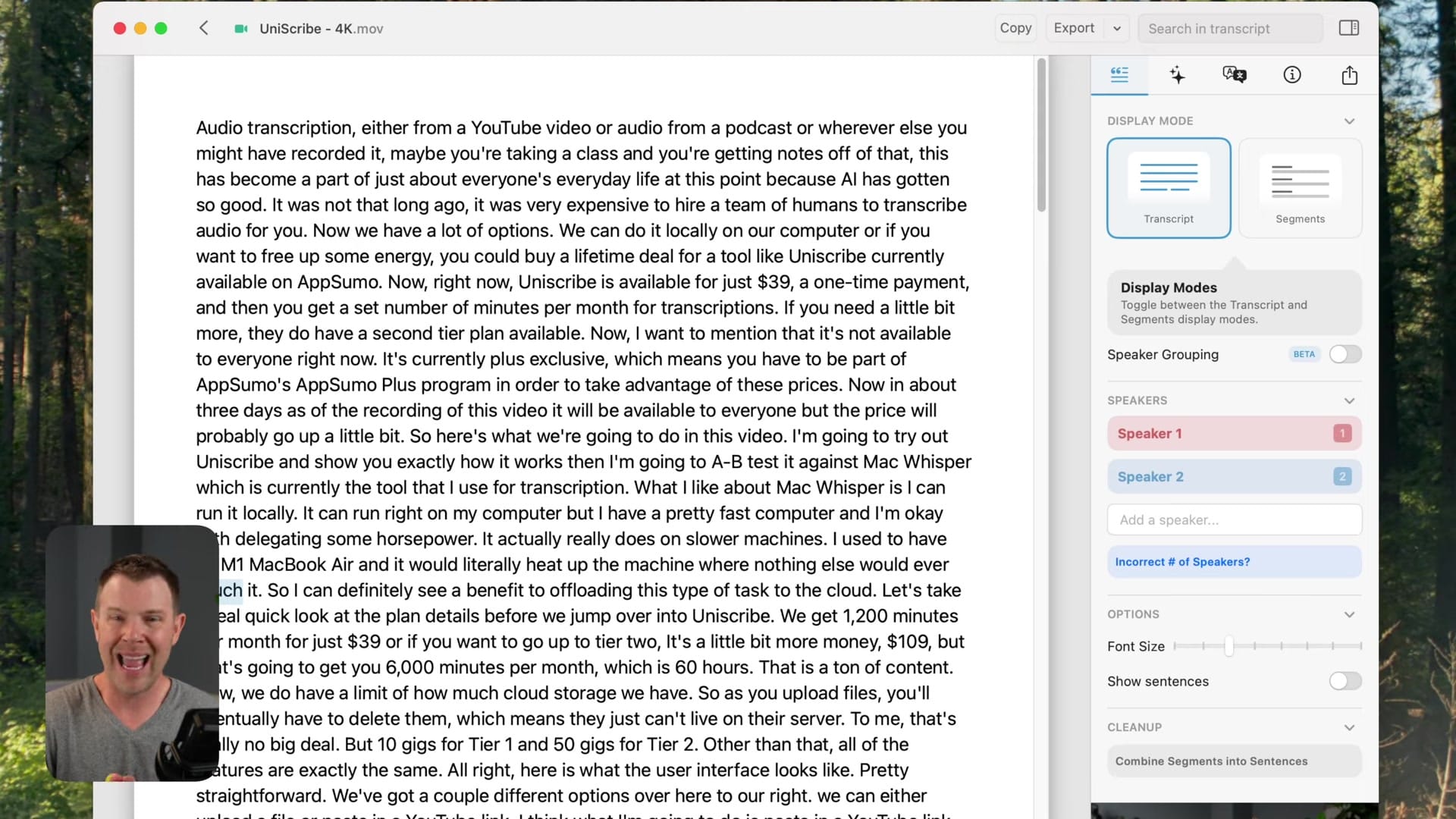 Screenshot: Uniscribe Interface Walkthrough