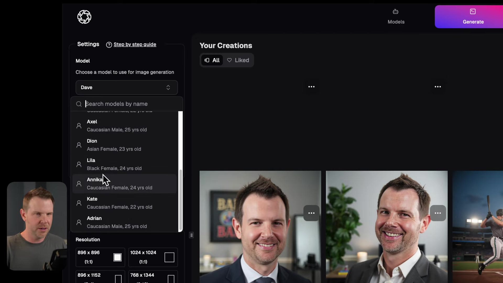 Screenshot: Using the Interface