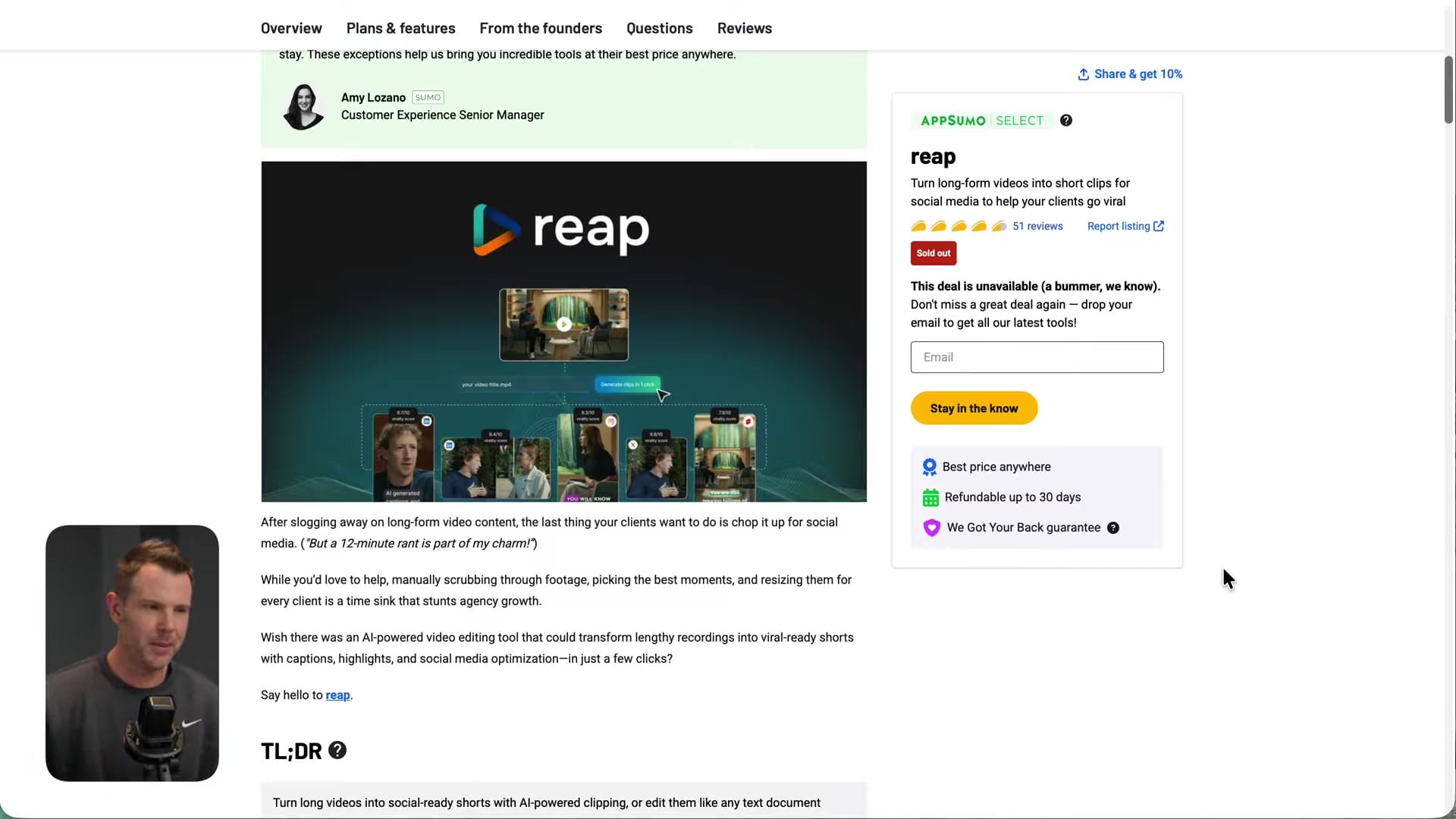 Screenshot: Reap: Content Repurposing into Shorts