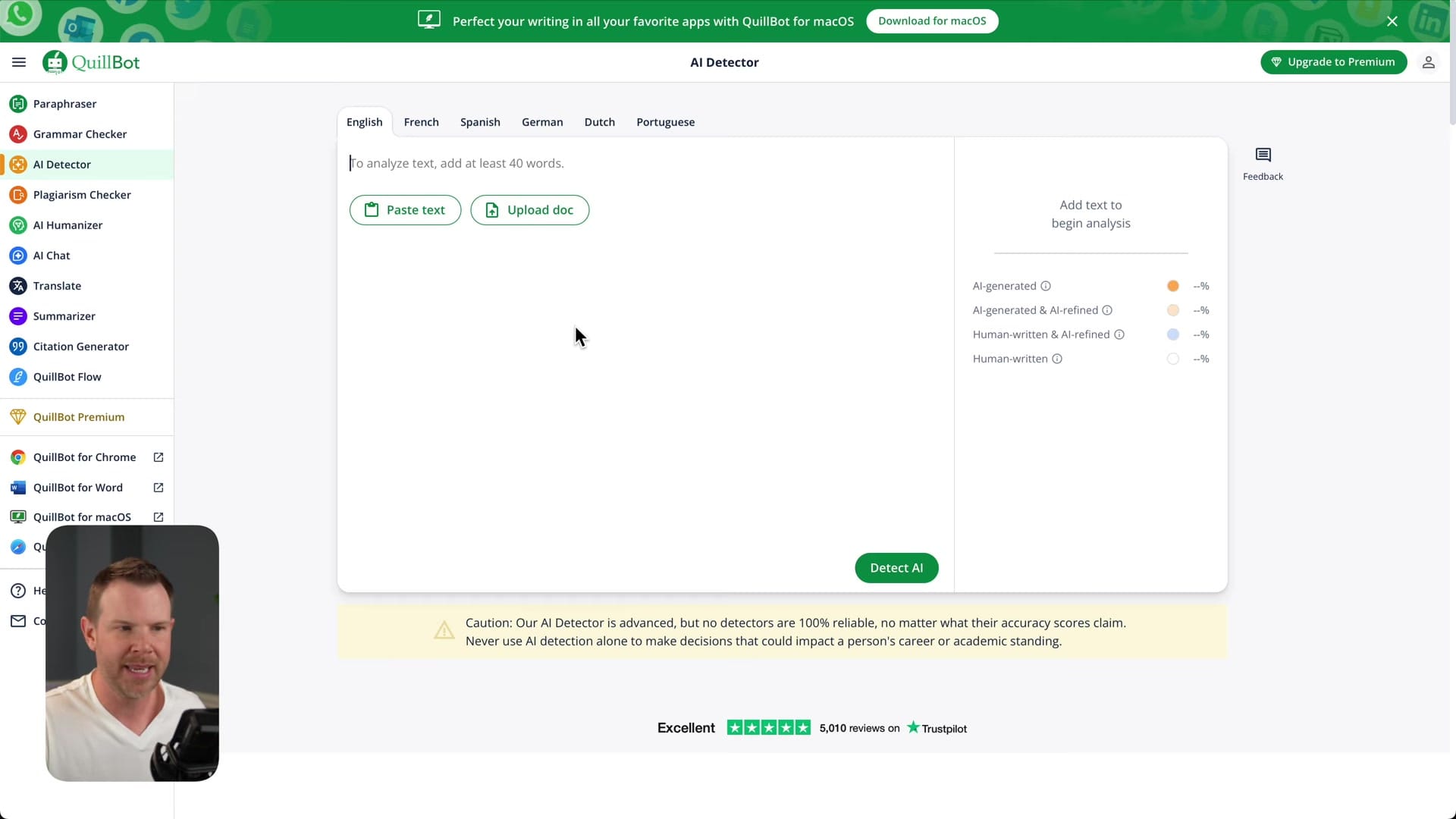 Screenshot: AI Content Test