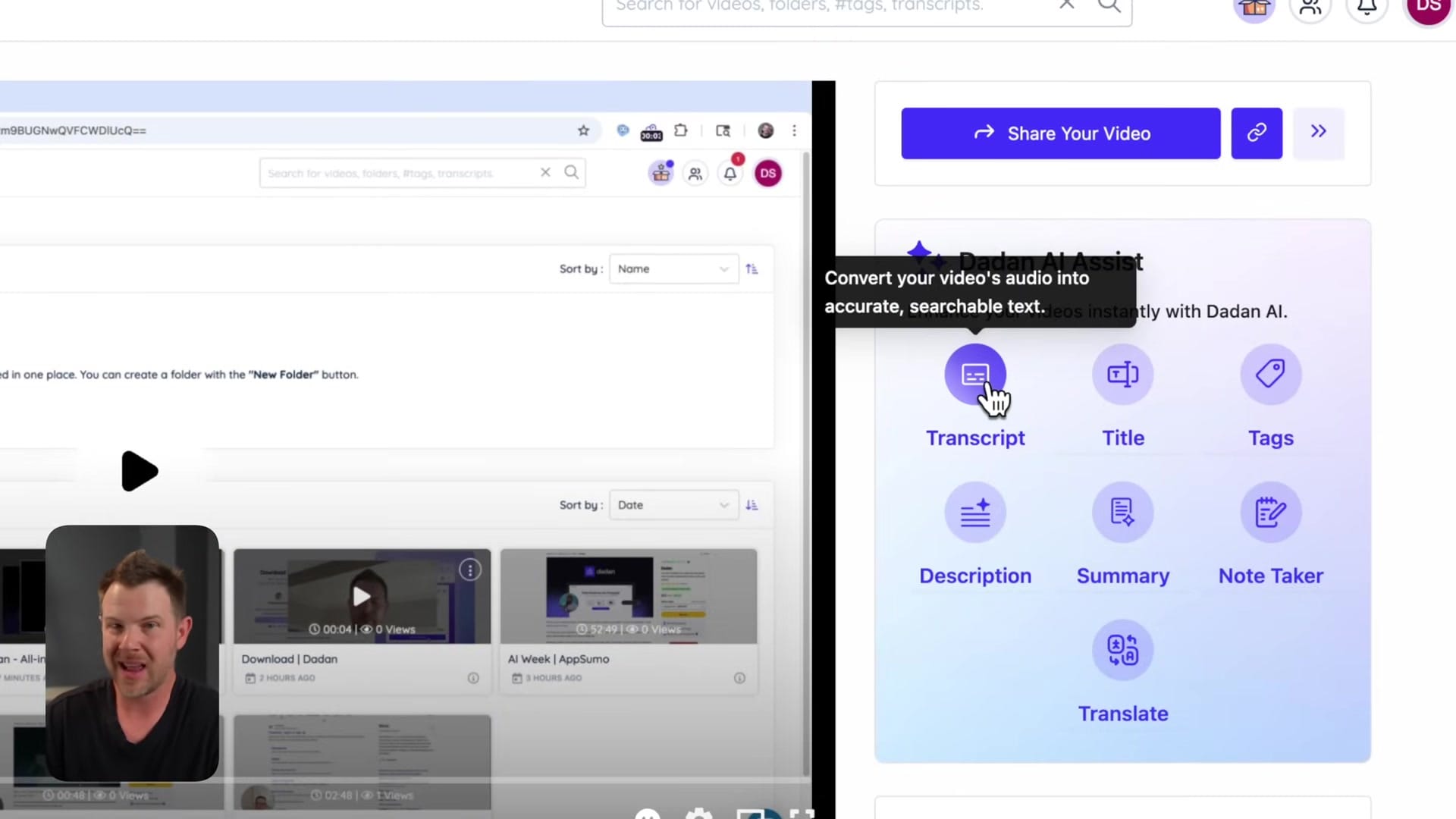 Screenshot: AI Transcription