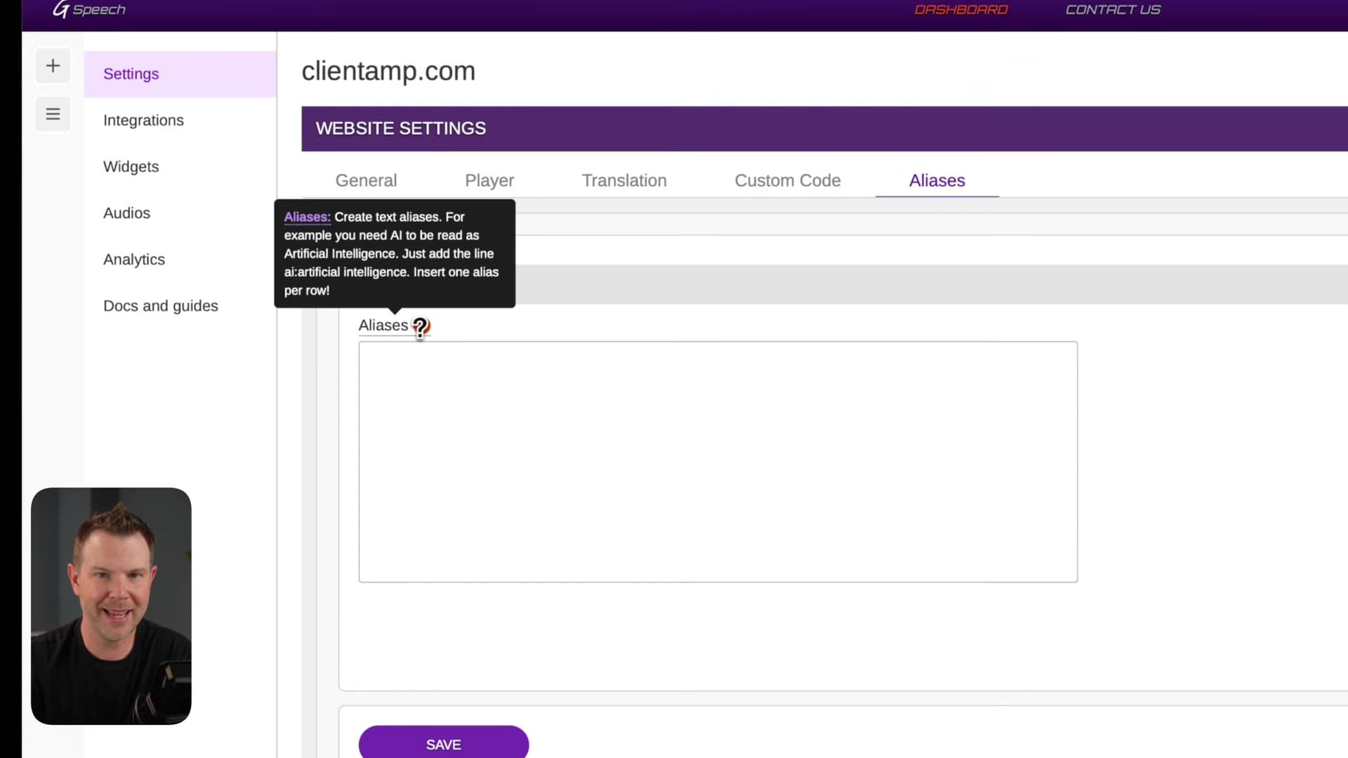 Screenshot: Pronunciation Aliases Feature