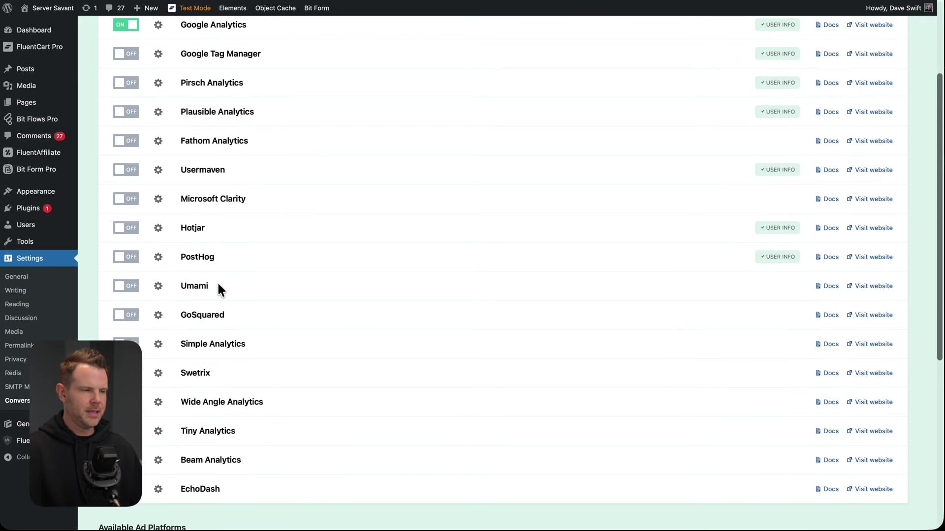Screenshot: Conversion Bridge – Analytics & Conversion Tracking