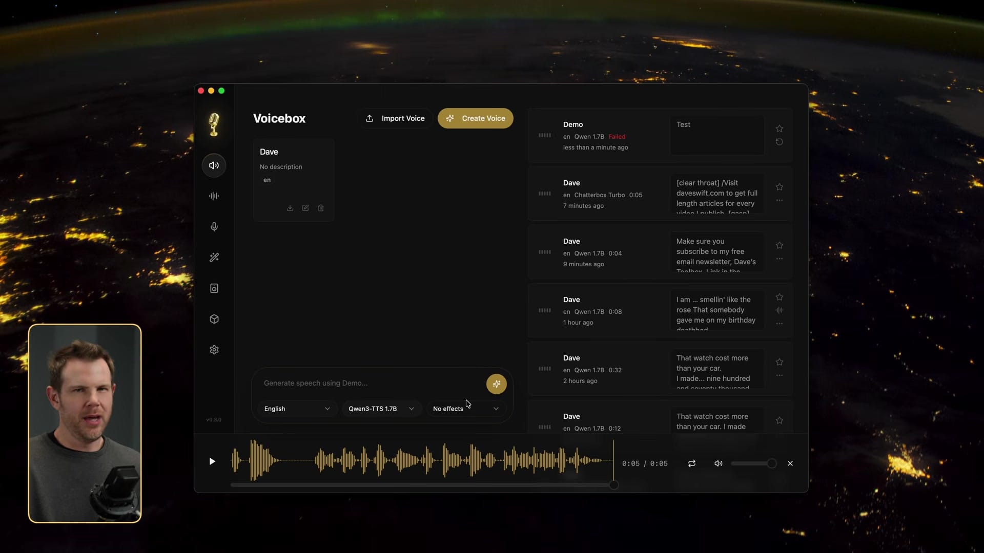 Screenshot: Sound Effects & Presets