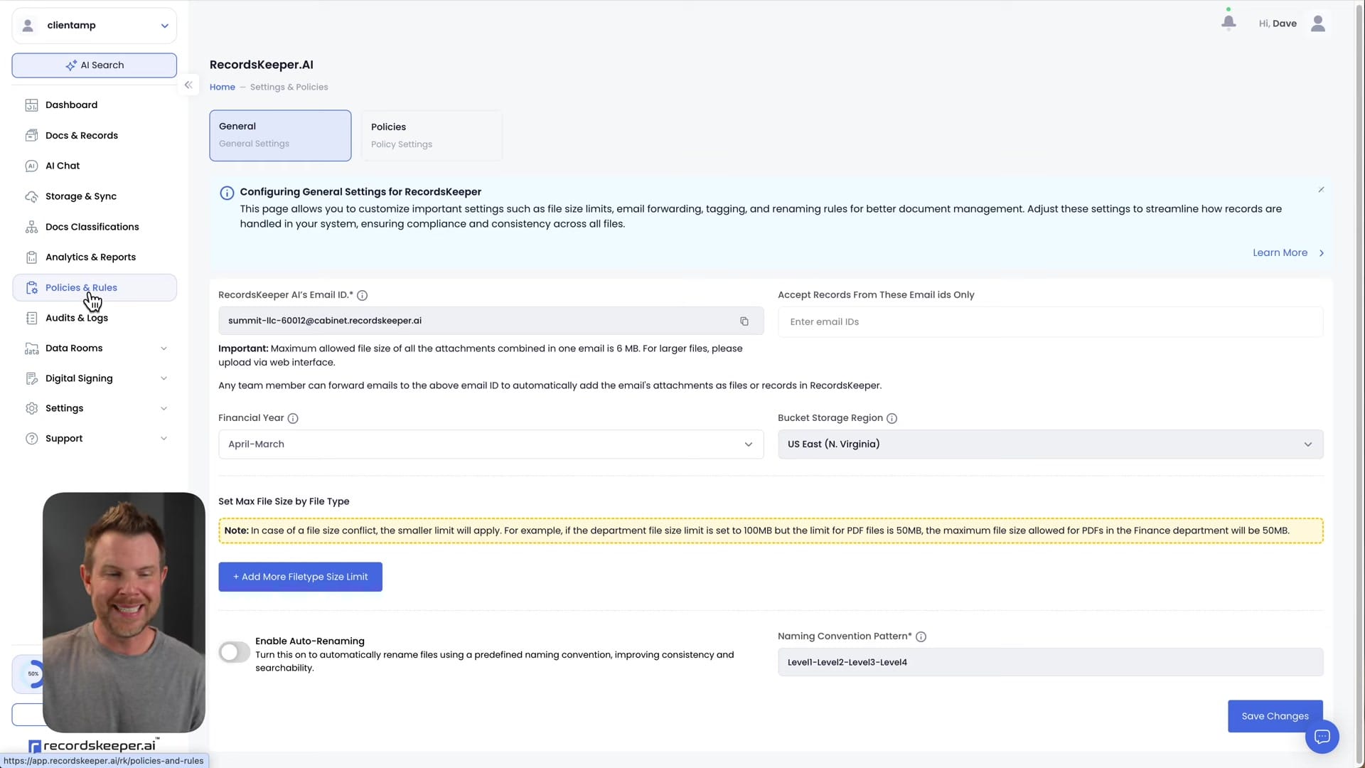 Screenshot: Policies, Rules, and Access Logs