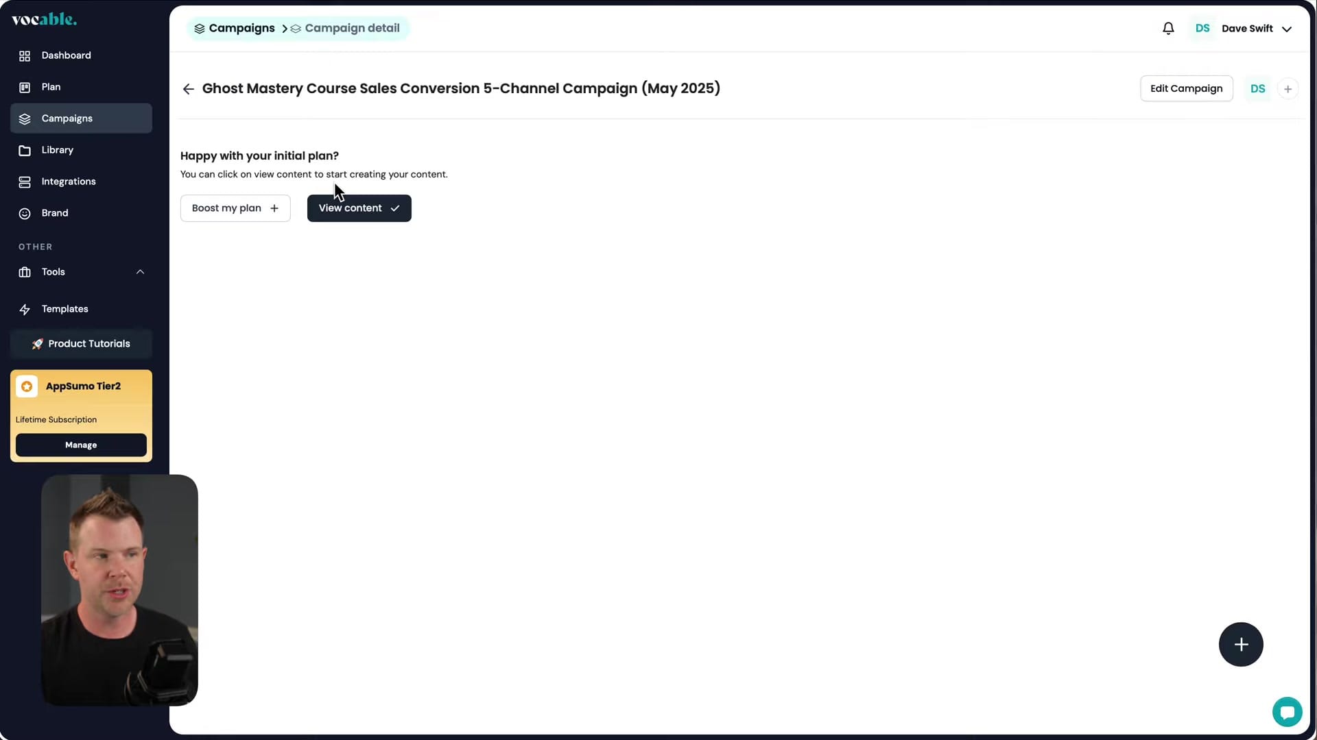 Screenshot: Generating a Campaign