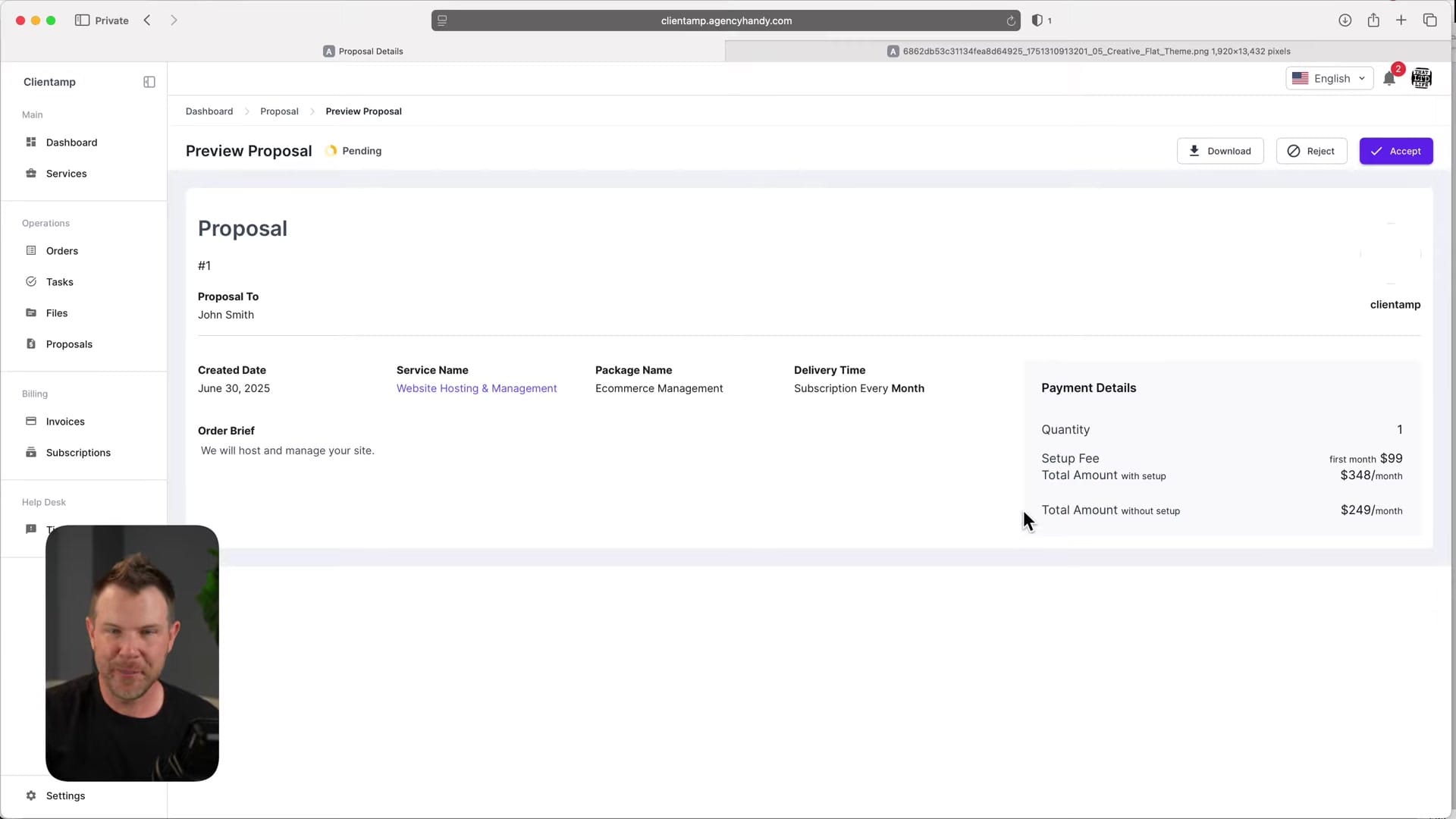 Screenshot: Proposals Feature