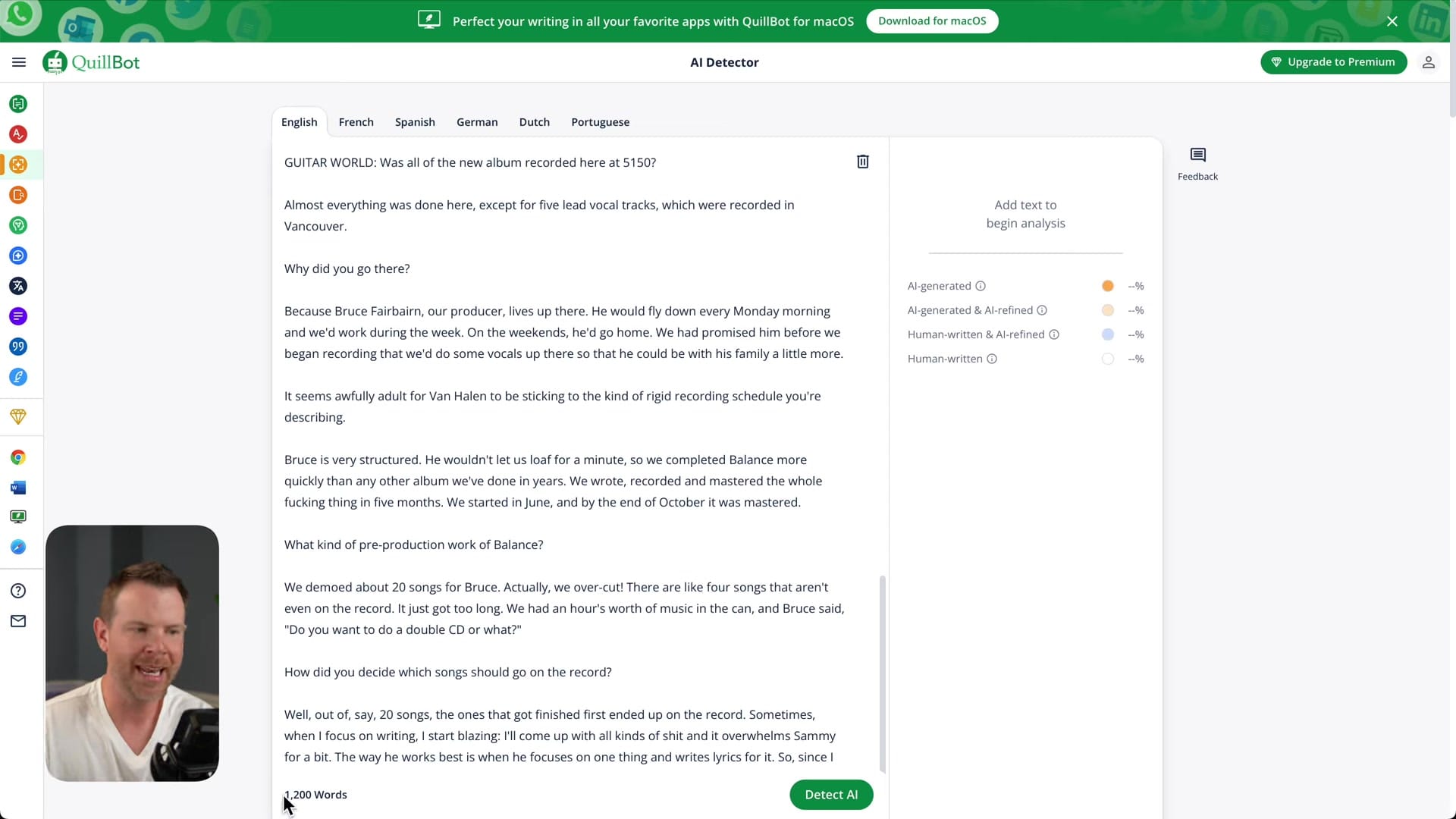 Screenshot: Human Content Test