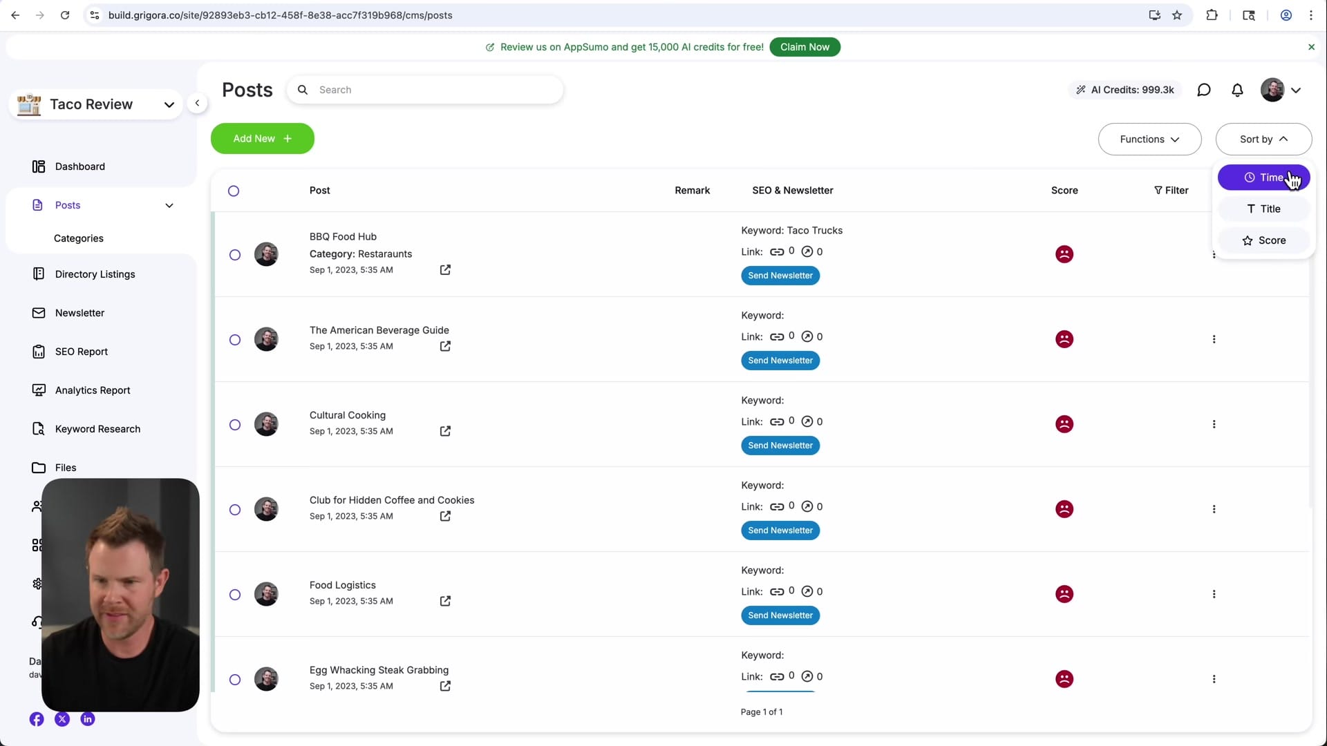 Screenshot: Newsletter Integration and Sending