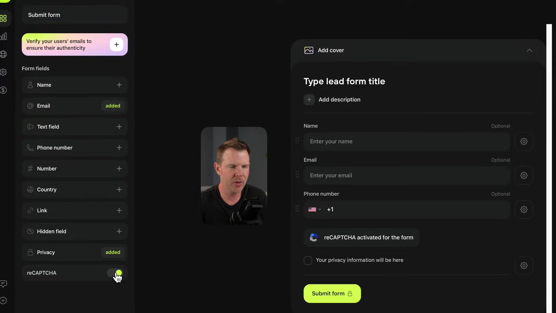Screenshot: Lead Forms & Integrations
