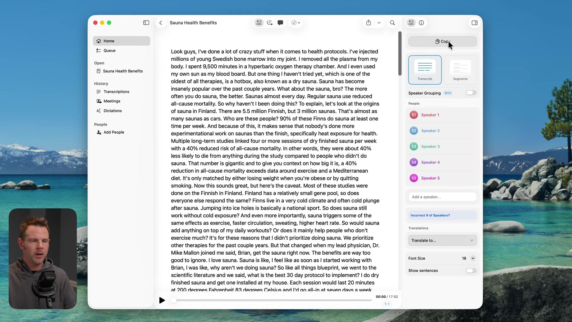 Screenshot: Chat with Transcript Feature