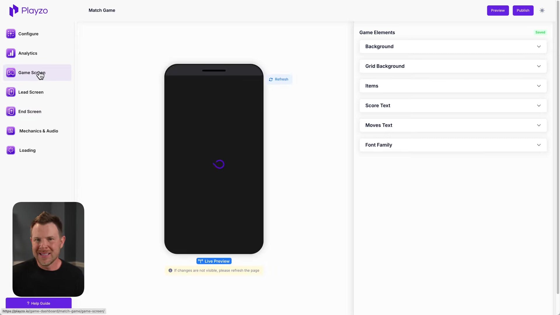 Screenshot: End Screen and Reward Setup