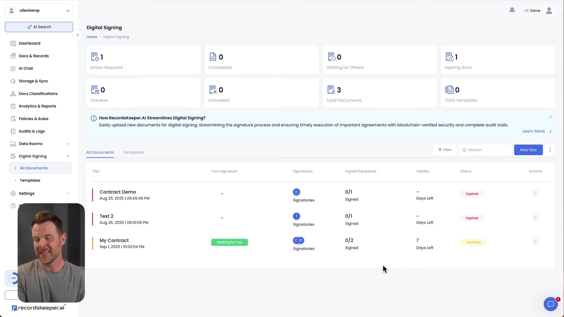 Screenshot: Digital Signing Process
