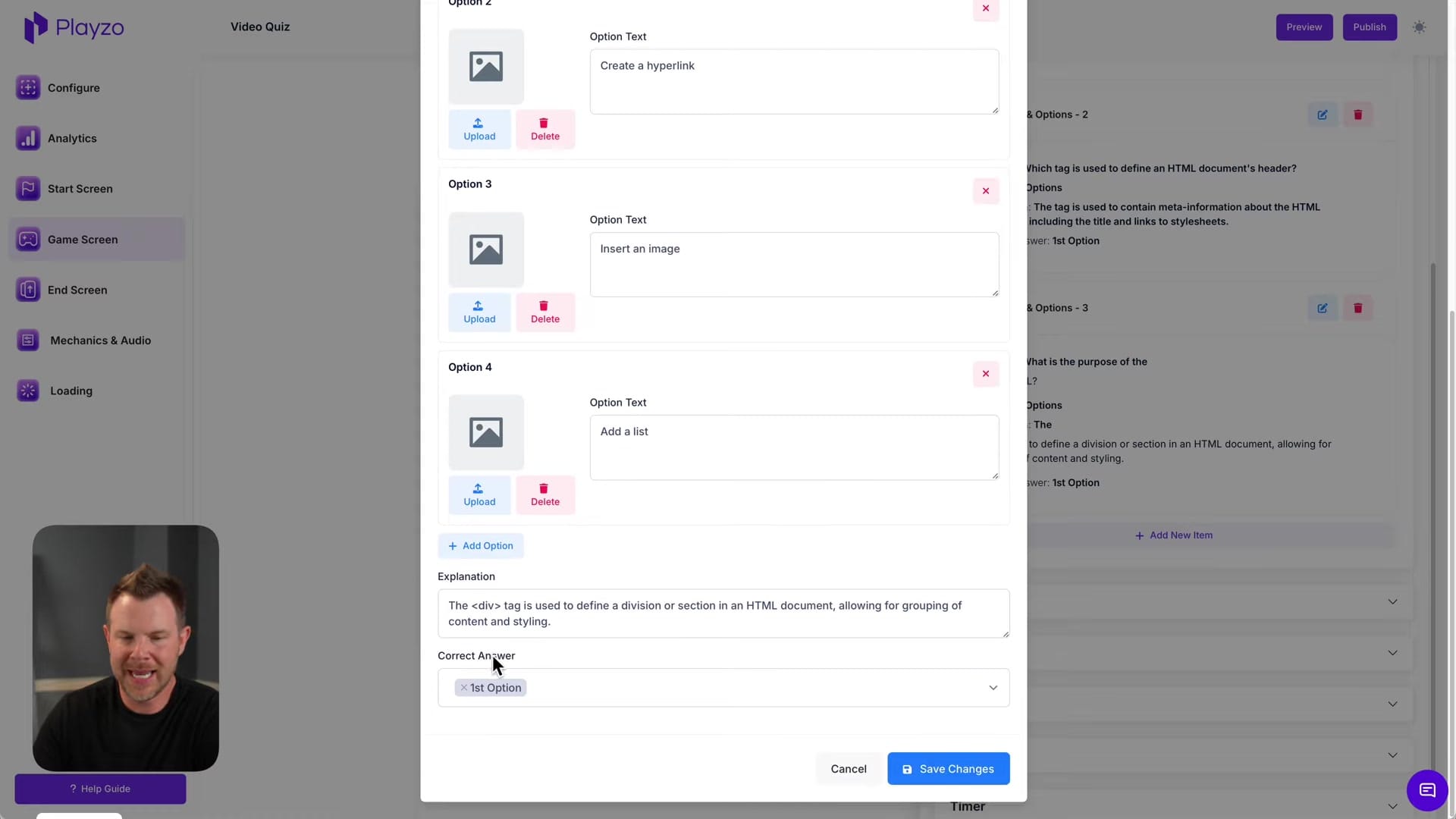Screenshot: Generating Quiz Questions with AI
