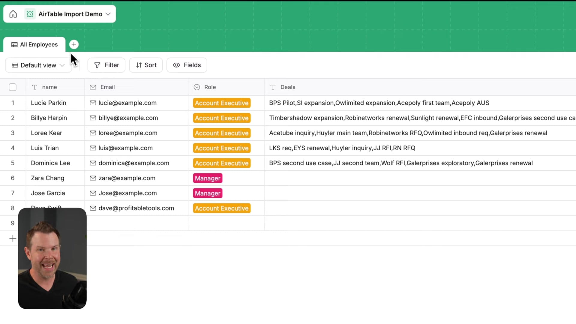 Screenshot: Importing from Airtable