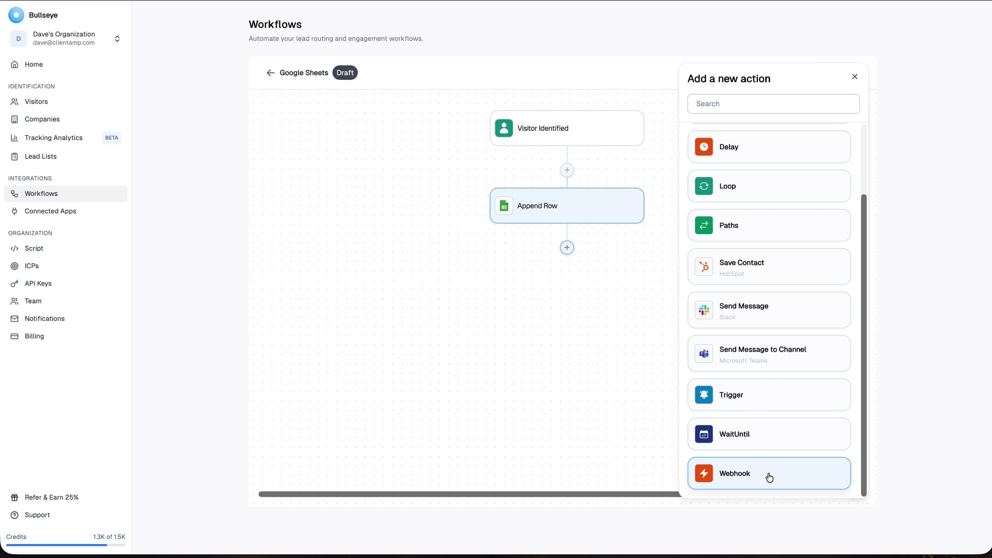 Real video frame of Bullseye workflow action and integration options