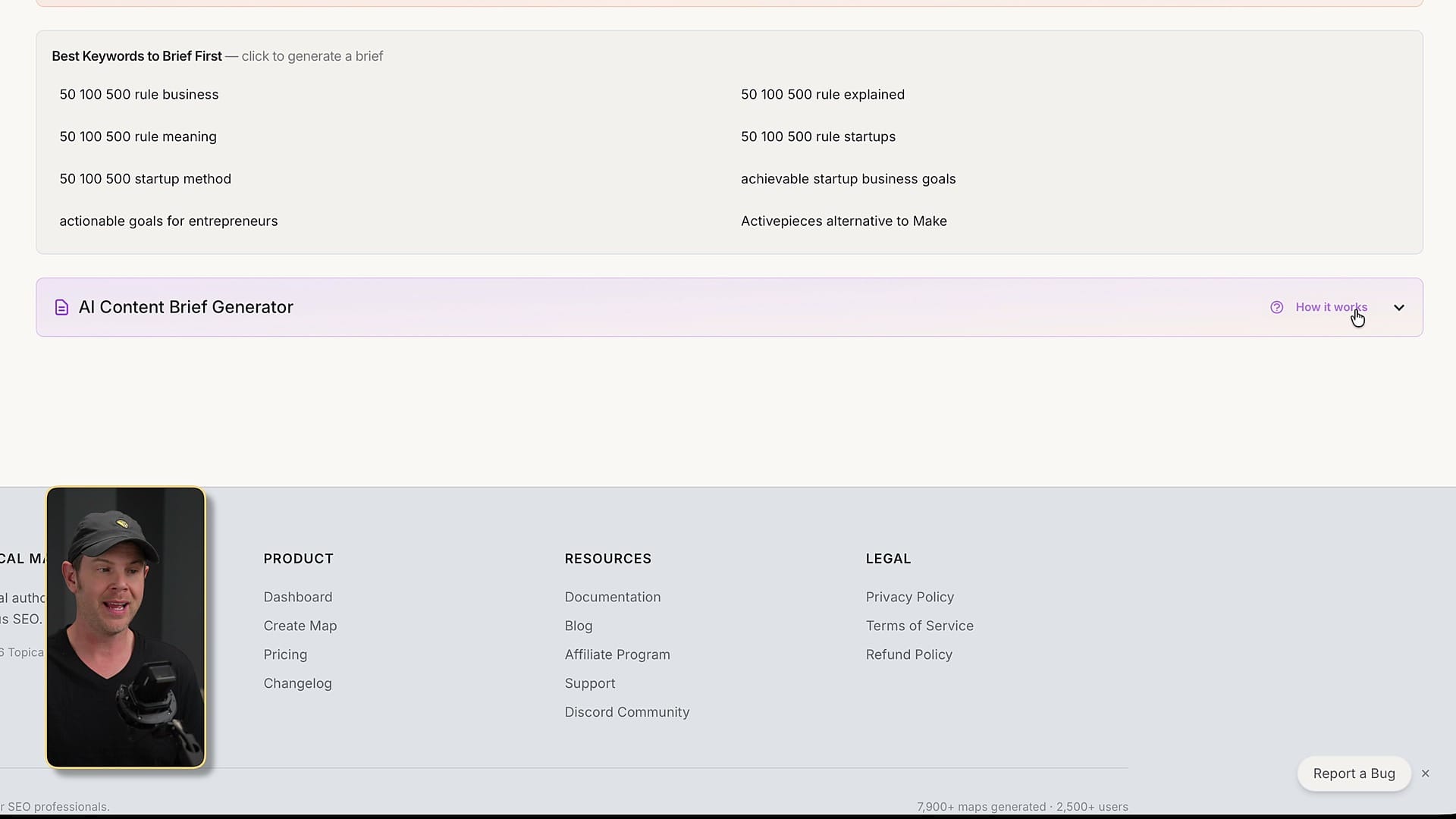TopicalMap.ai cluster table and content brief generator