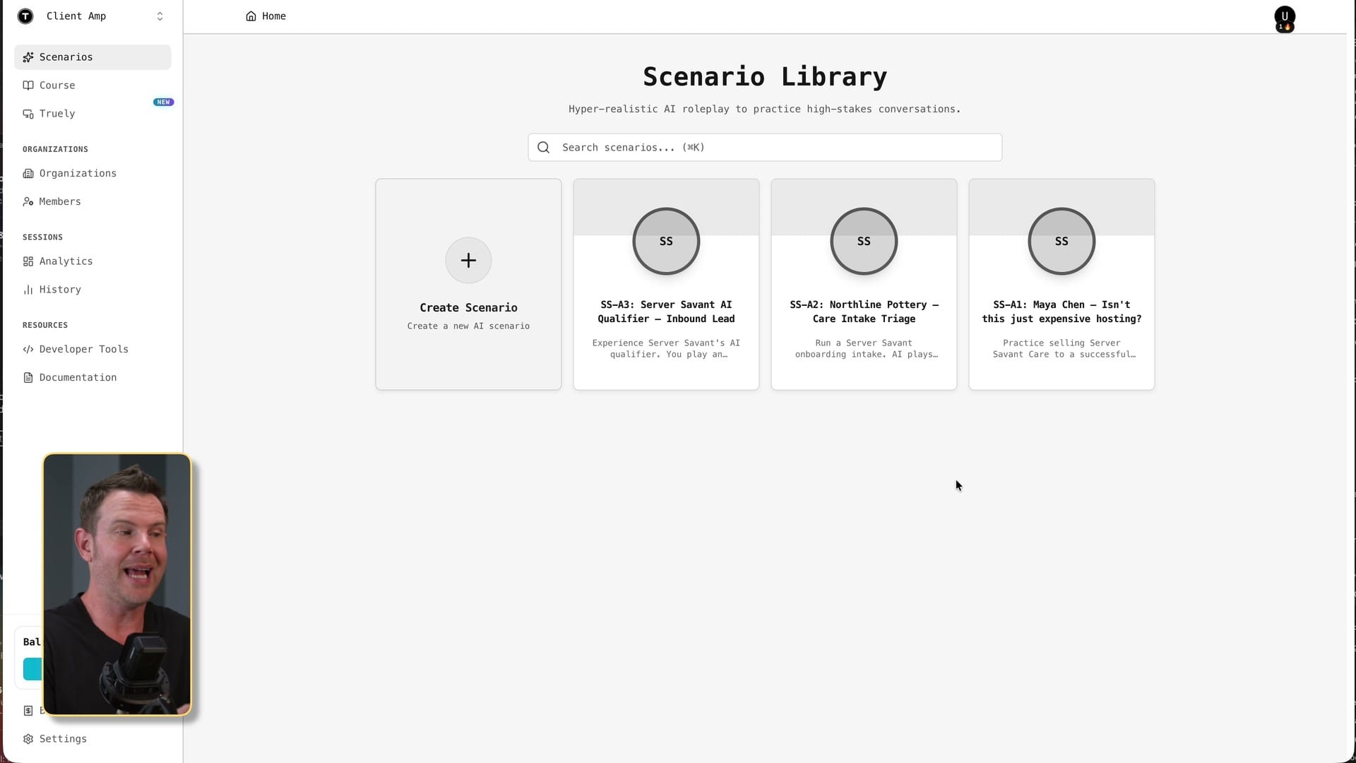 Scenario library and custom roleplay