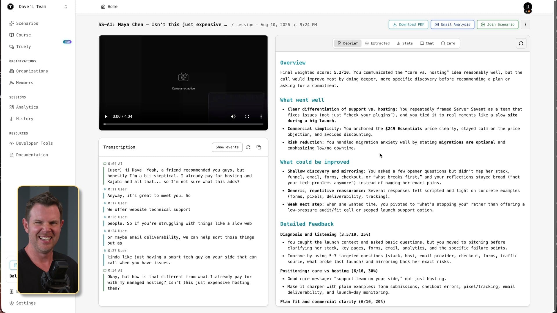 Live sales roleplay and the scorecard