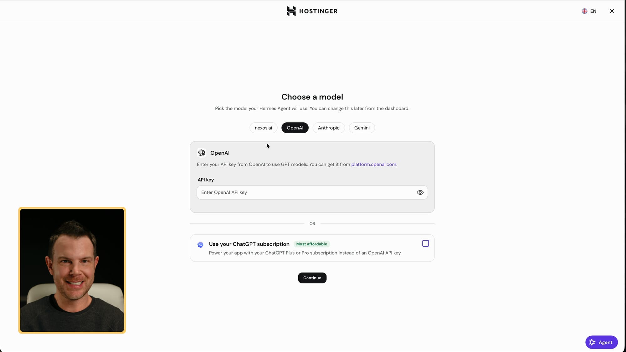 Picking the model for Hermes Agent: an OpenAI API key or a ChatGPT subscription