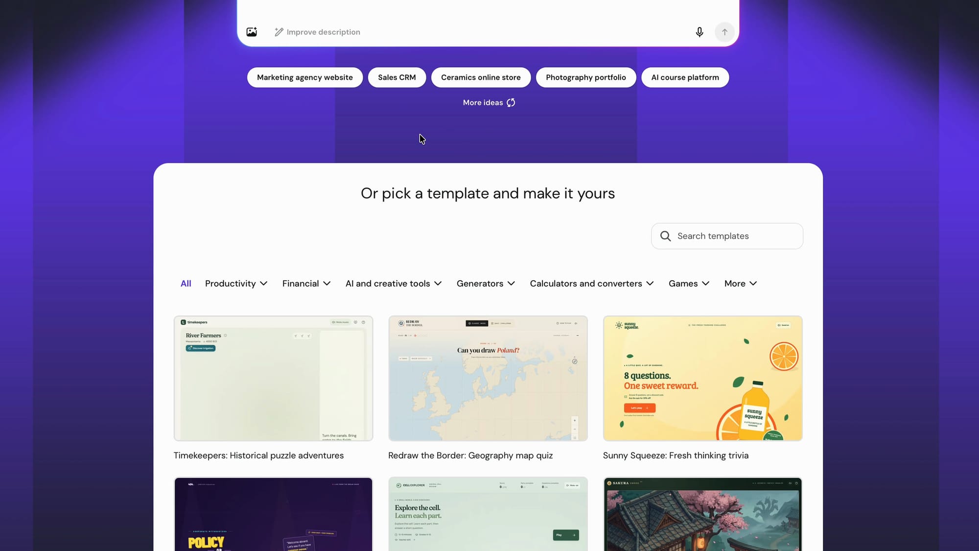 Hostinger AI Builder: start from a prompt or a template