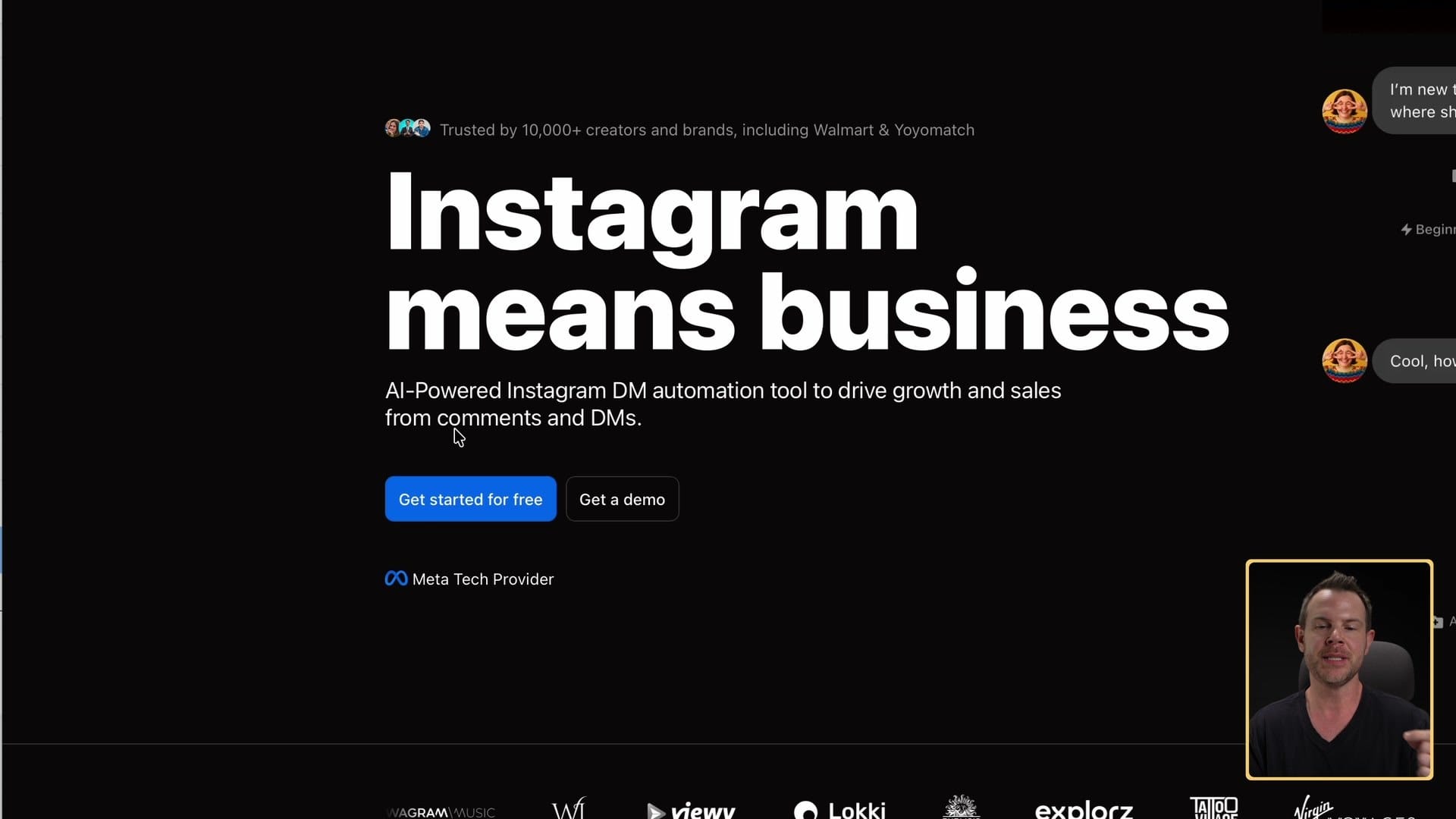 The Inrō homepage: AI-powered Instagram DM automation