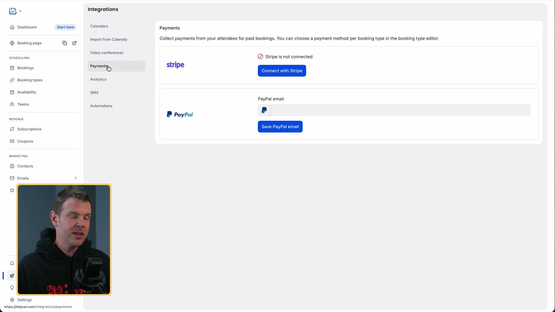 Integrations: connect Stripe or PayPal for paid meetings